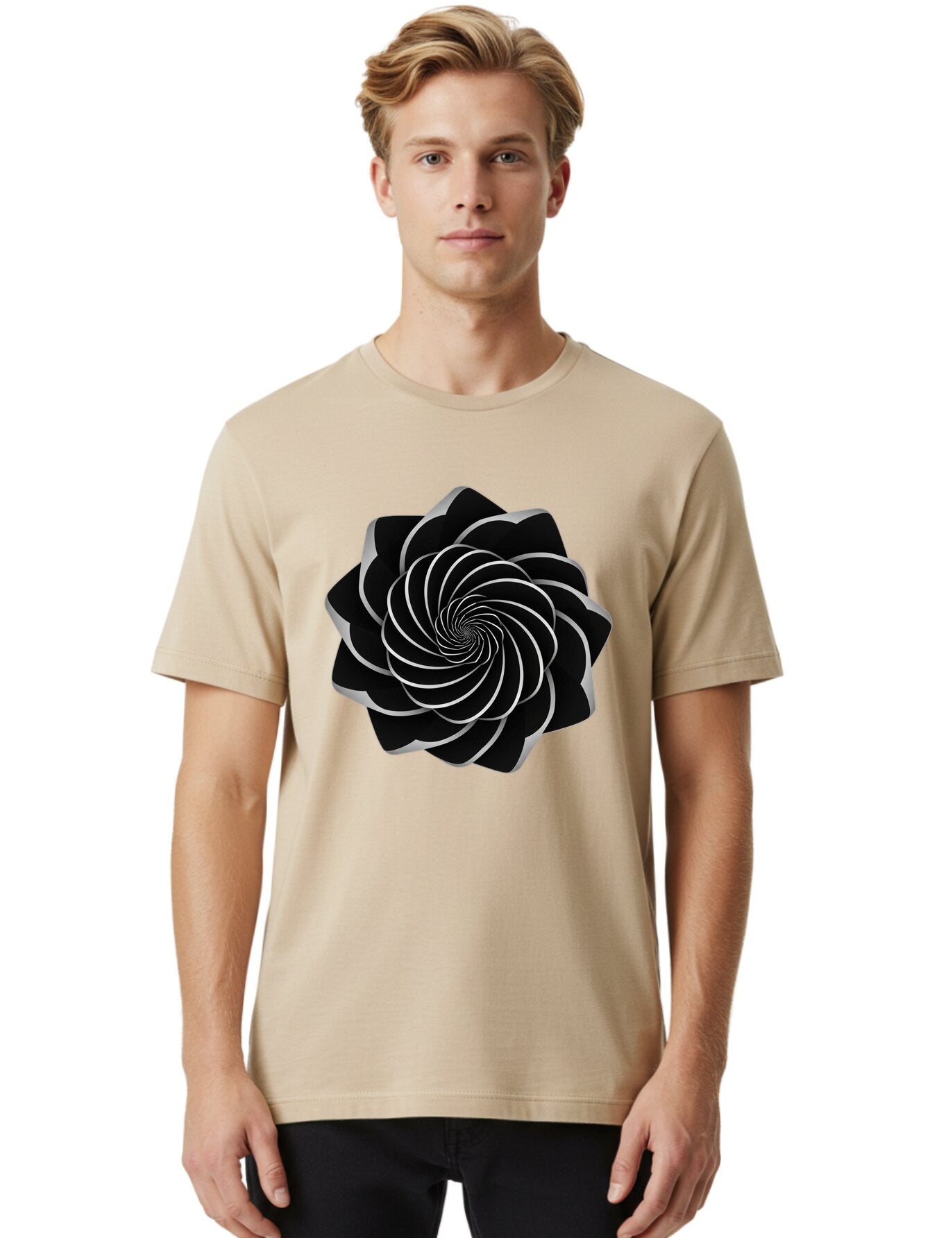 Black-Spiral-1 Men'S Graphic Tee, 100% Cotton, Comfortable Casual Summer Wear, Machine Washable, Vintage Camera, Old Camera, Antique Camera, Black Camera, Classic Photography, Photography Equipment, Nostalgic Device, Film Camera, Camera Art Baq368 20