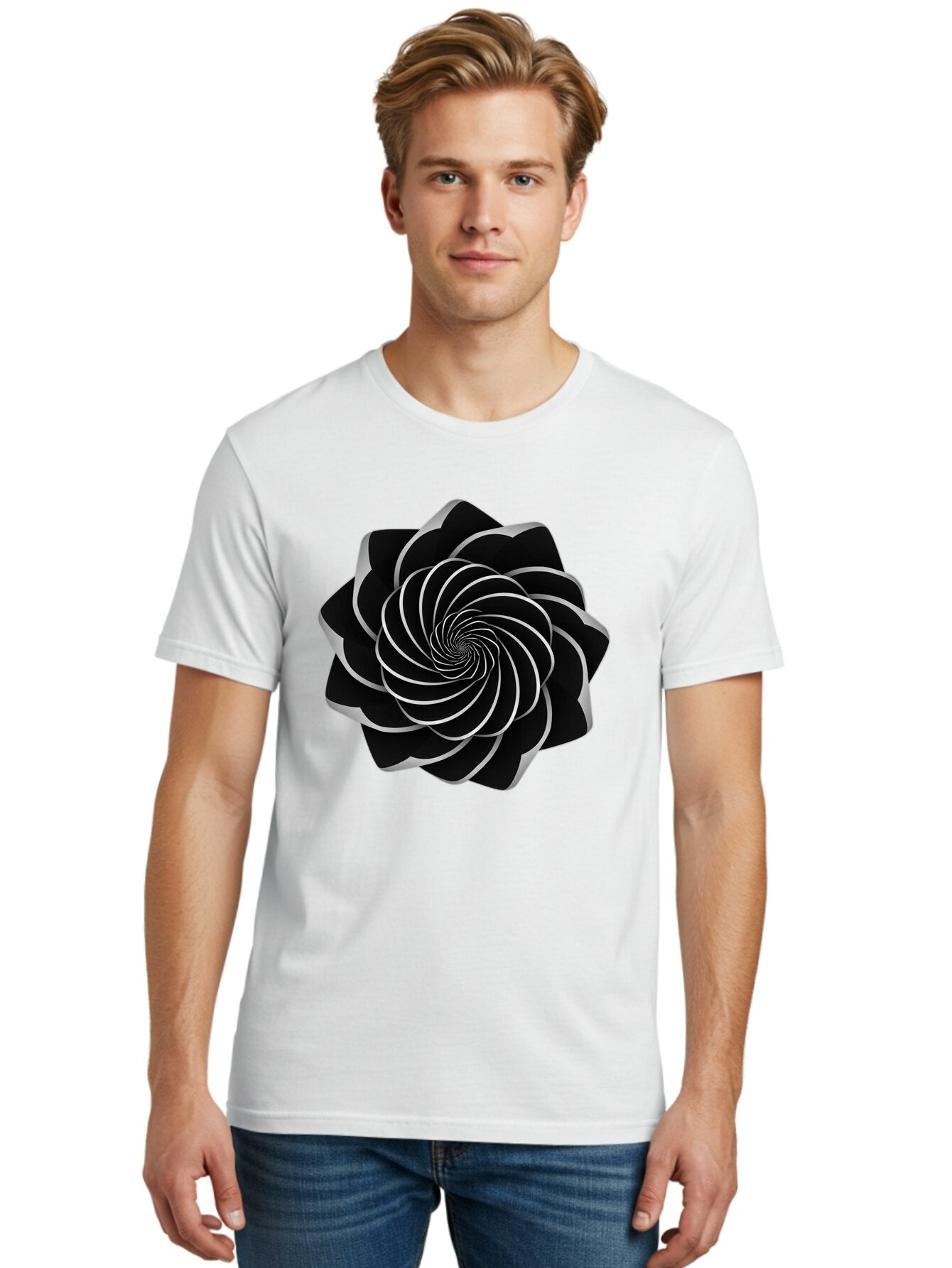 Black-Spiral-1 Men'S Graphic Tee, 100% Cotton, Comfortable Casual Summer Wear, Machine Washable, Vintage Camera, Old Camera, Antique Camera, Black Camera, Classic Photography, Photography Equipment, Nostalgic Device, Film Camera, Camera Art Baq368 17