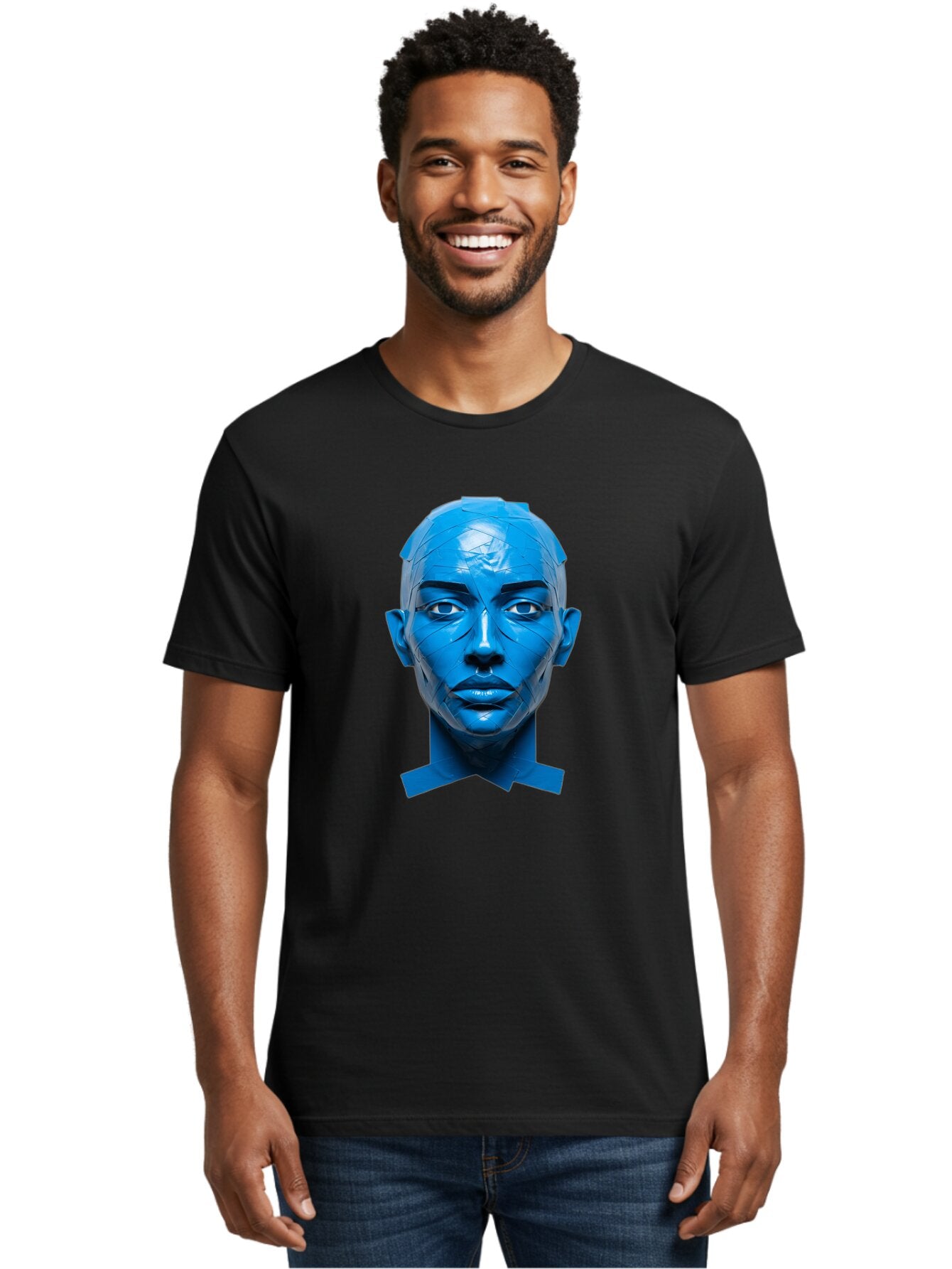 Blue-Woman-S-Face Men'S Graphic Tee, 100% Cotton, Comfortable Casual Summer Wear, Machine Washable, Vintage Camera, Old Camera, Antique Camera, Black Camera, Classic Photography, Photography Equipment, Nostalgic Device, Film Camera, Camera Art Baq377 17