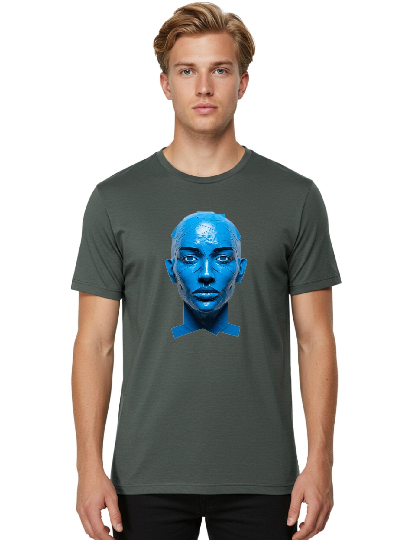 Blue-Woman-S-Face Men'S Graphic Tee, 100% Cotton, Comfortable Casual Summer Wear, Machine Washable, Vintage Camera, Old Camera, Antique Camera, Black Camera, Classic Photography, Photography Equipment, Nostalgic Device, Film Camera, Camera Art Baq377 21