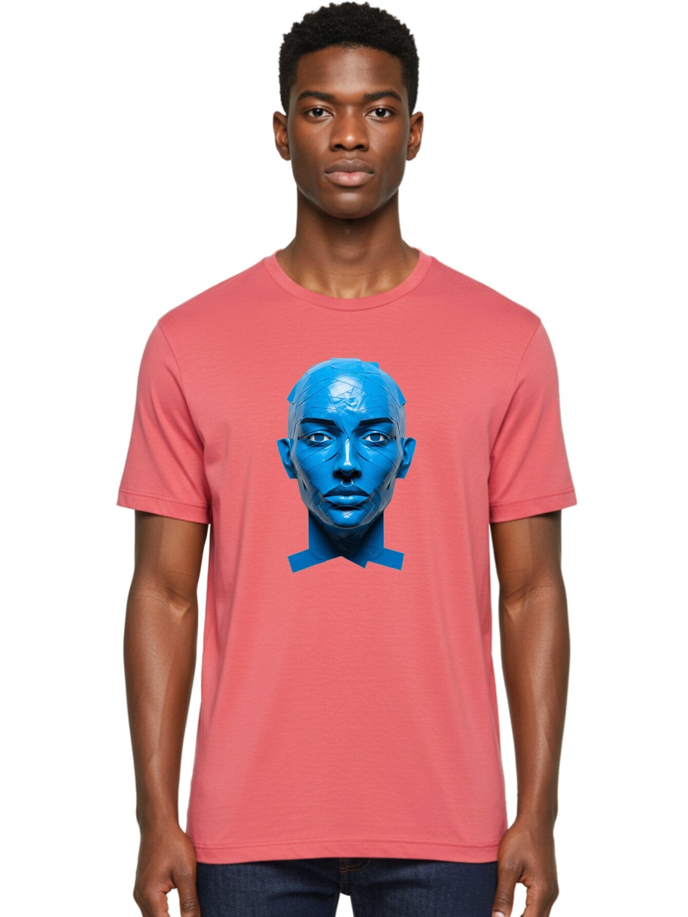 Blue-Woman-S-Face Men'S Graphic Tee, 100% Cotton, Comfortable Casual Summer Wear, Machine Washable, Vintage Camera, Old Camera, Antique Camera, Black Camera, Classic Photography, Photography Equipment, Nostalgic Device, Film Camera, Camera Art Baq377 24