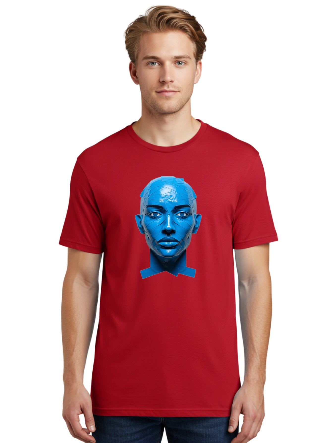 Blue-Woman-S-Face Men'S Graphic Tee, 100% Cotton, Comfortable Casual Summer Wear, Machine Washable, Vintage Camera, Old Camera, Antique Camera, Black Camera, Classic Photography, Photography Equipment, Nostalgic Device, Film Camera, Camera Art Baq377 19