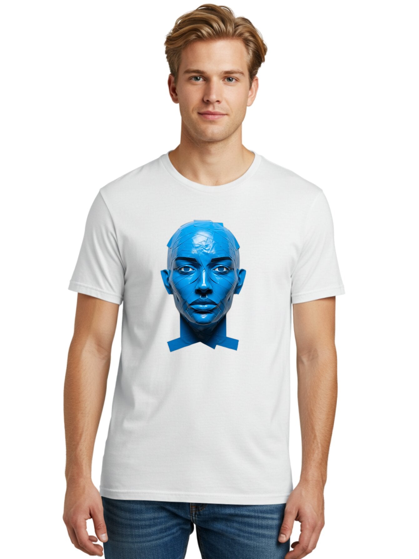 Blue-Woman-S-Face Men'S Graphic Tee, 100% Cotton, Comfortable Casual Summer Wear, Machine Washable, Vintage Camera, Old Camera, Antique Camera, Black Camera, Classic Photography, Photography Equipment, Nostalgic Device, Film Camera, Camera Art Baq377 30