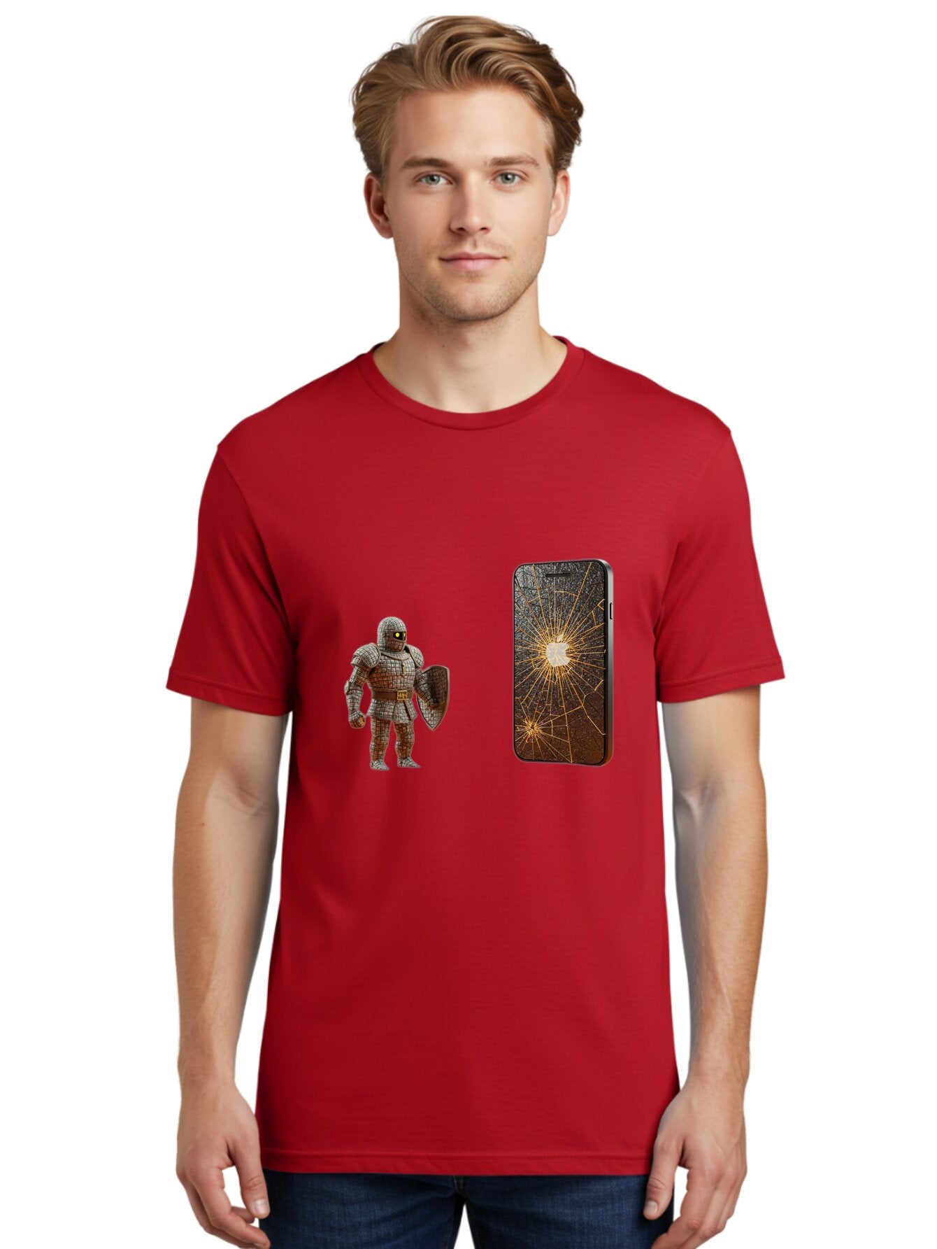 Broken-Phone-Screen Men'S Graphic Tee, 100% Cotton, Comfortable Casual Summer Wear, Machine Washable, Vintage Camera, Old Camera, Antique Camera, Black Camera, Classic Photography, Photography Equipment, Nostalgic Device, Film Camera, Baq396 19