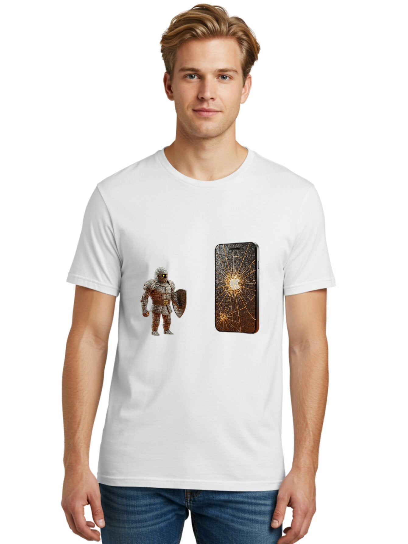 Broken-Phone-Screen Men'S Graphic Tee, 100% Cotton, Comfortable Casual Summer Wear, Machine Washable, Vintage Camera, Old Camera, Antique Camera, Black Camera, Classic Photography, Photography Equipment, Nostalgic Device, Film Camera, Baq396 30