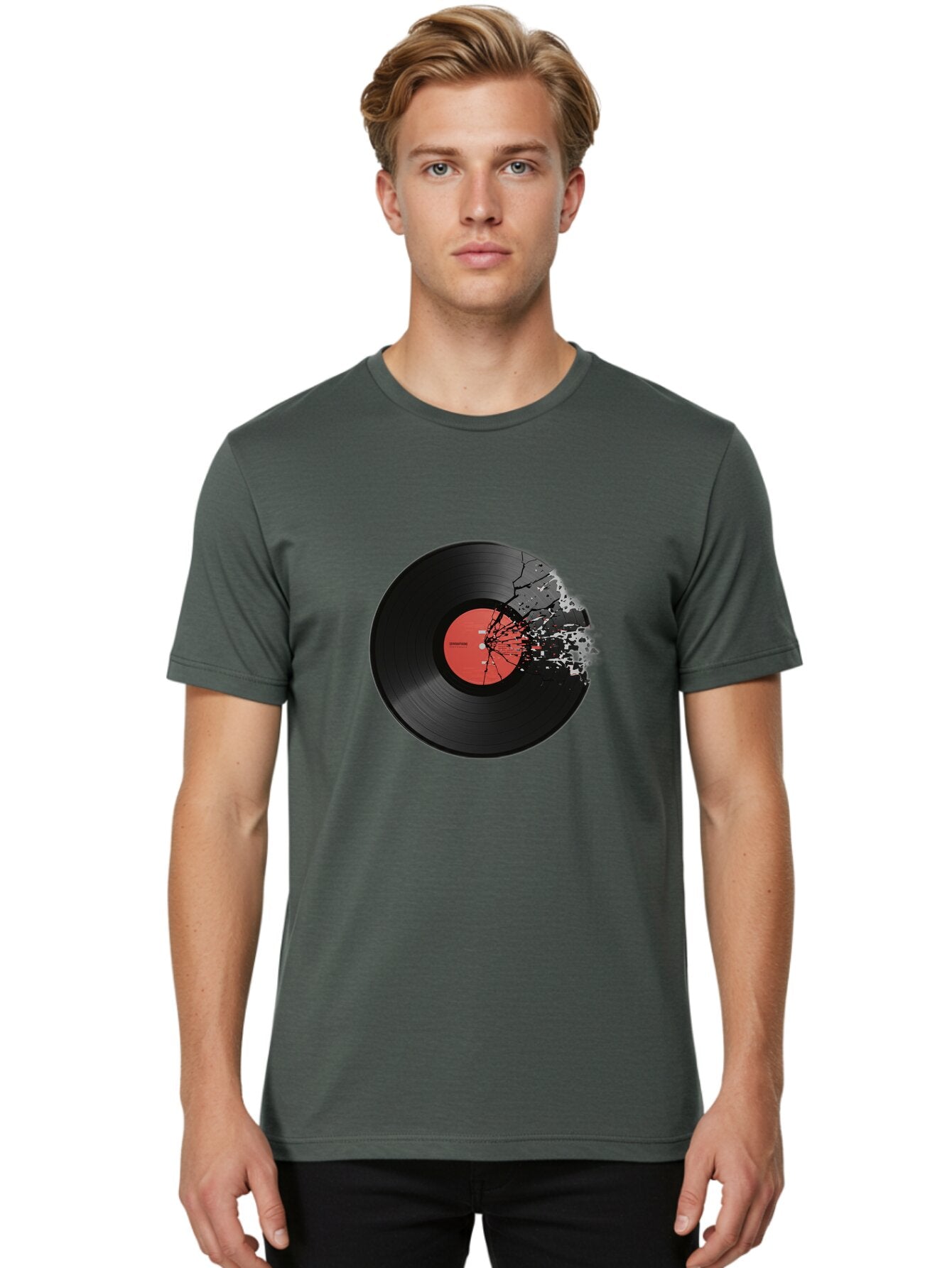 Broken-Vinyl-Record Men'S Graphic Tee, 100% Cotton, Comfortable Casual Summer Wear, Machine Washable, Vintage Camera, Old Camera, Antique Camera, Black Camera, Classic Photography, Photography Equipment, Nostalgic Device, Film Camera, Baq398 19