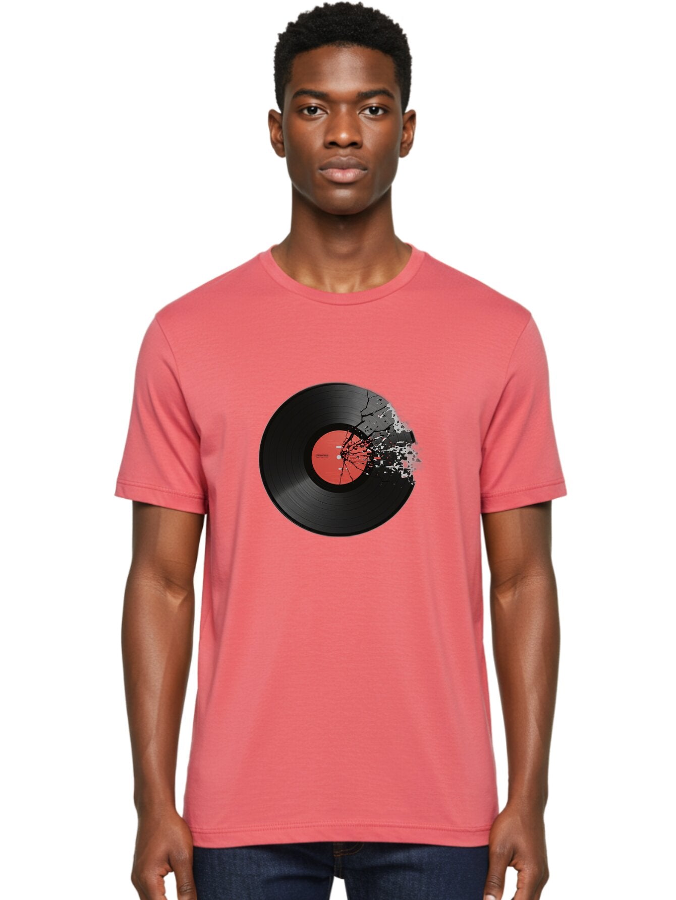 Broken-Vinyl-Record Men'S Graphic Tee, 100% Cotton, Comfortable Casual Summer Wear, Machine Washable, Vintage Camera, Old Camera, Antique Camera, Black Camera, Classic Photography, Photography Equipment, Nostalgic Device, Film Camera, Baq398 17