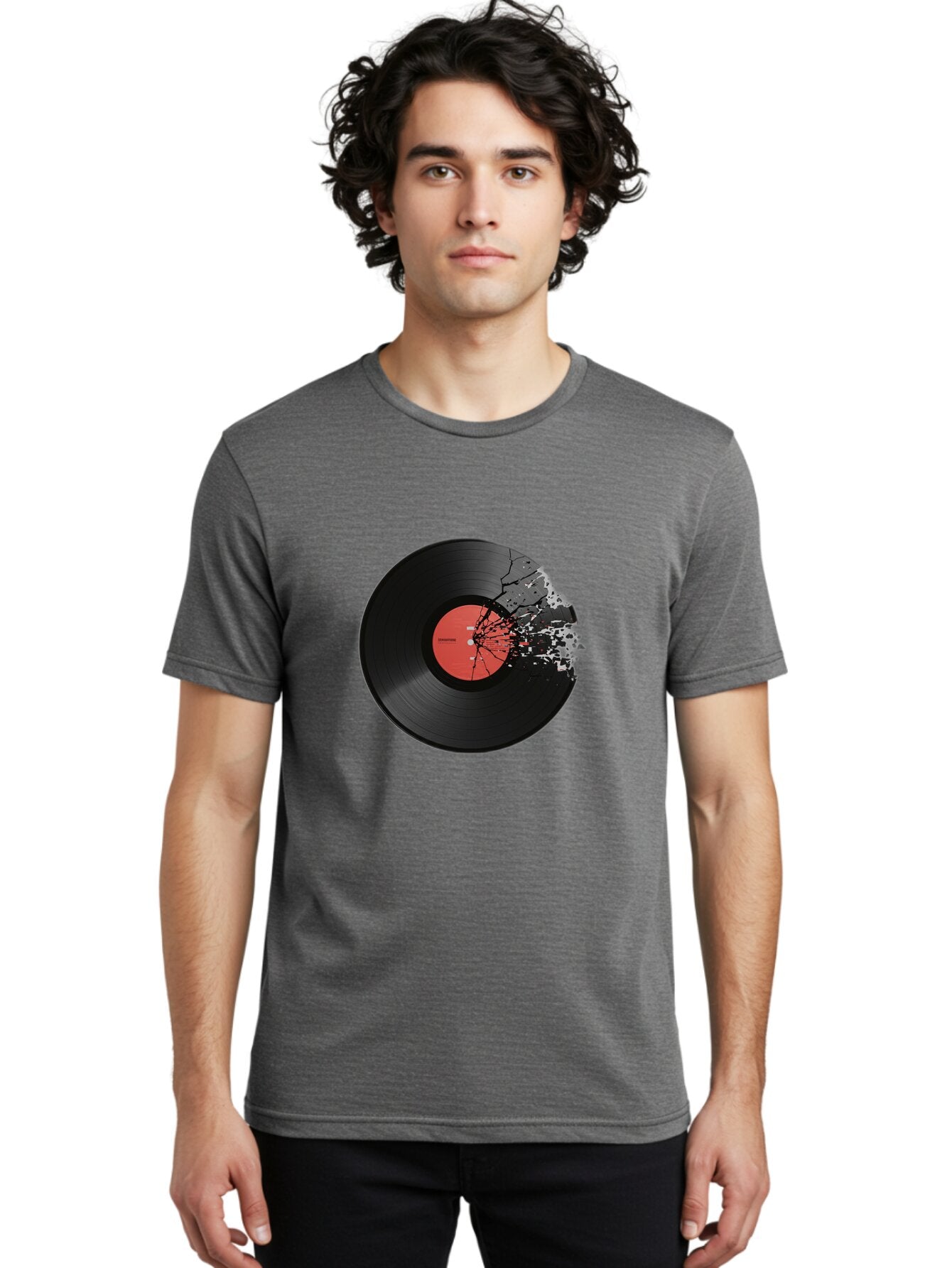 Broken-Vinyl-Record Men'S Graphic Tee, 100% Cotton, Comfortable Casual Summer Wear, Machine Washable, Vintage Camera, Old Camera, Antique Camera, Black Camera, Classic Photography, Photography Equipment, Nostalgic Device, Film Camera, Baq398 27