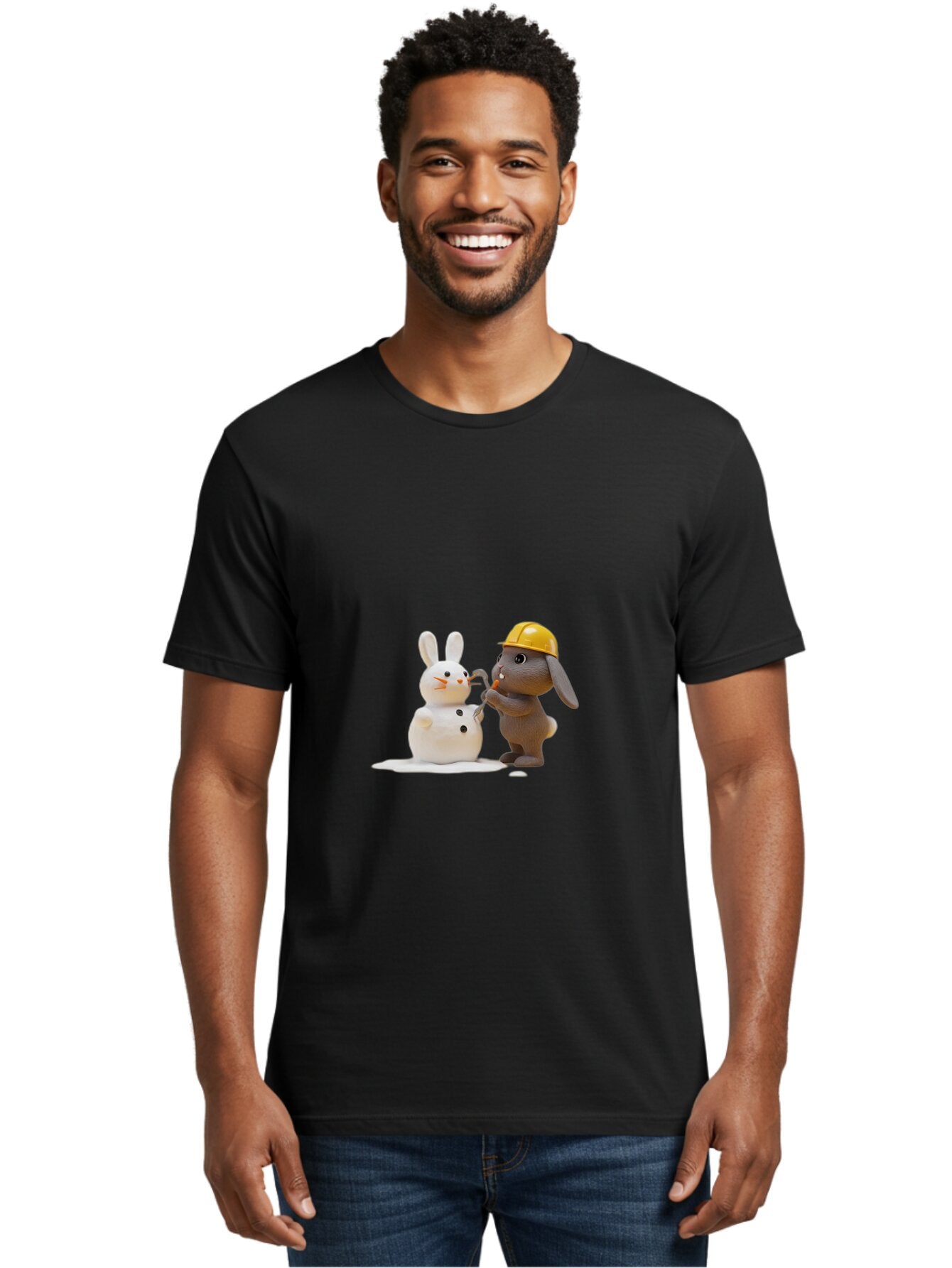 Brown-Rabbit-Building-Snow-Rabbit Men'S Graphic Tee, 100% Cotton, Comfortable Casual Summer Wear, Machine Washable, Vintage Camera, Old Camera, Antique Camera, Black Camera, Classic Photography, Photography Equipment, Nostalgic Device, Baq401 21