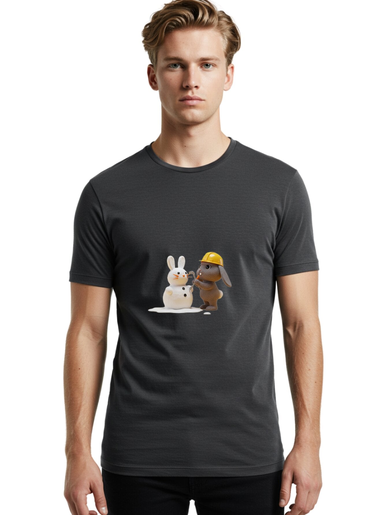 Brown-Rabbit-Building-Snow-Rabbit Men'S Graphic Tee, 100% Cotton, Comfortable Casual Summer Wear, Machine Washable, Vintage Camera, Old Camera, Antique Camera, Black Camera, Classic Photography, Photography Equipment, Nostalgic Device, Baq401 20