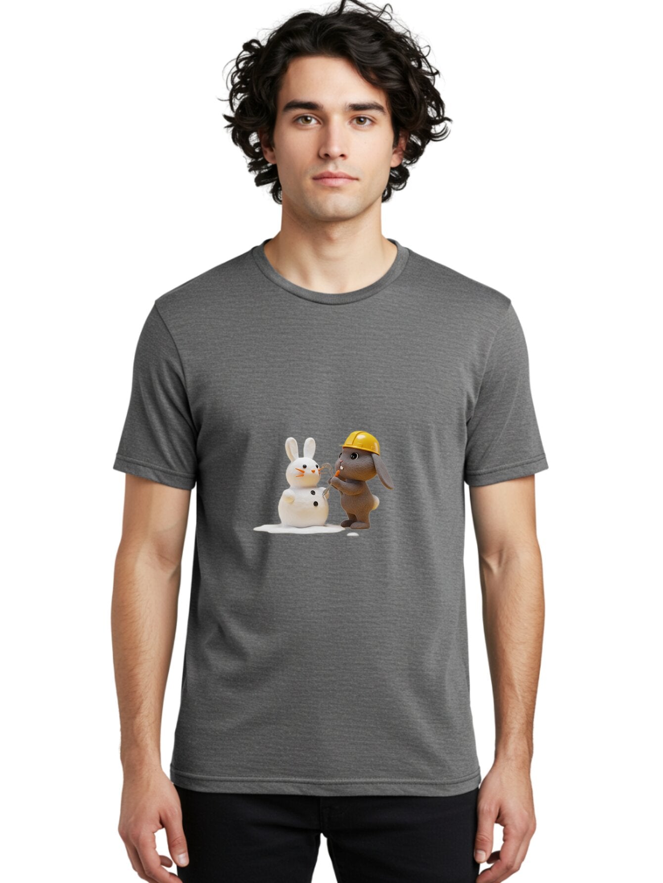 Brown-Rabbit-Building-Snow-Rabbit Men'S Graphic Tee, 100% Cotton, Comfortable Casual Summer Wear, Machine Washable, Vintage Camera, Old Camera, Antique Camera, Black Camera, Classic Photography, Photography Equipment, Nostalgic Device, Baq401 23