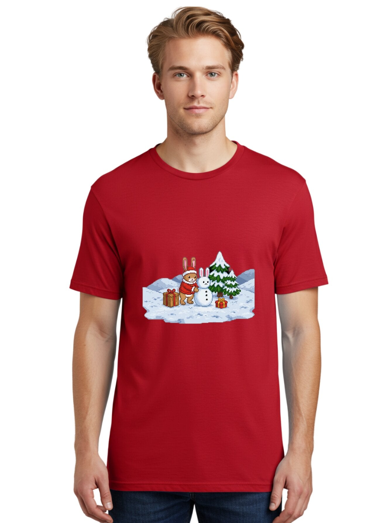Bunny-Building-Snowman-1 Men'S Graphic Tee, 100% Cotton, Comfortable Casual Summer Wear, Machine Washable, Vintage Camera, Old Camera, Antique Camera, Black Camera, Classic Photography, Photography Equipment, Nostalgic Device, Film Camera, Baq405 22