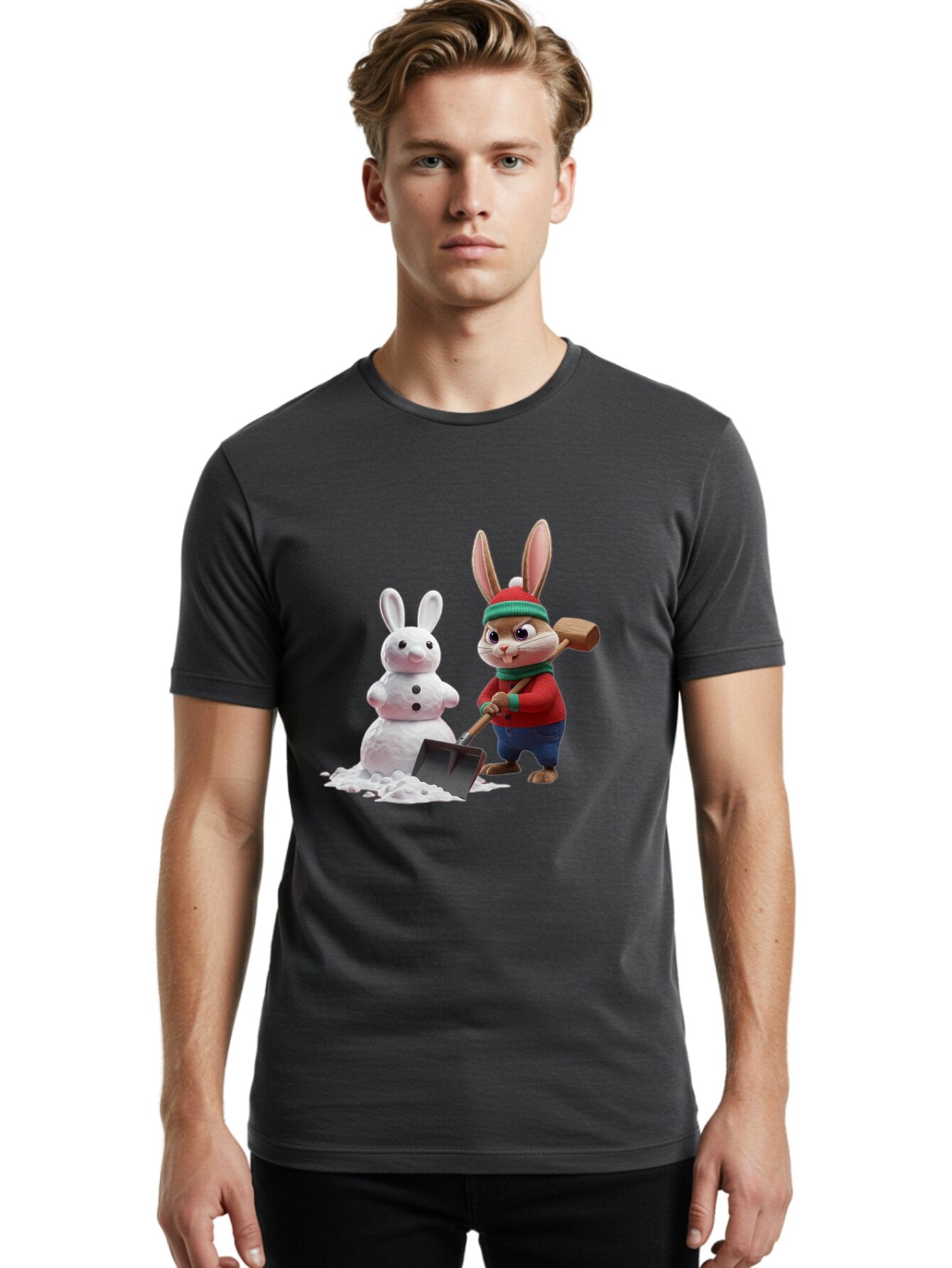 Bunny-Building-Snowman Men'S Graphic Tee, 100% Cotton, Comfortable Casual Summer Wear, Machine Washable, Vintage Camera, Old Camera, Antique Camera, Black Camera, Classic Photography, Photography Equipment, Nostalgic Device, Film Camera, Baq406 20