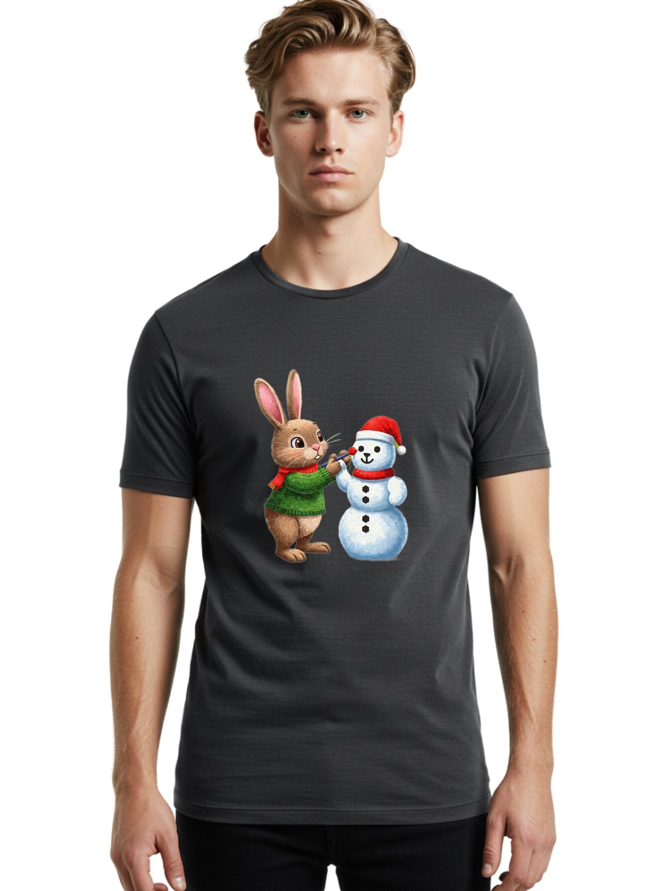 Bunny-Painting-Snowman Men'S Graphic Tee, 100% Cotton, Comfortable Casual Summer Wear, Machine Washable, Vintage Camera, Old Camera, Antique Camera, Black Camera, Classic Photography, Photography Equipment, Nostalgic Device, Film Camera, Baq407 19