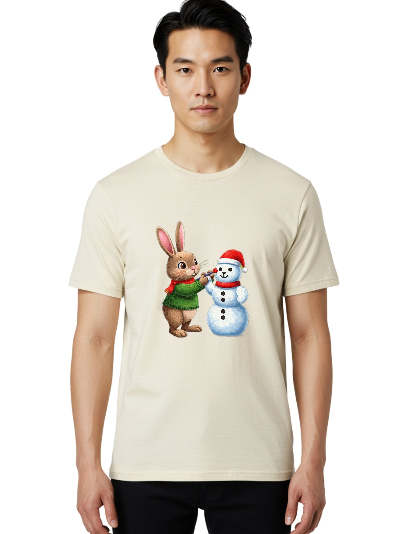 Bunny-Painting-Snowman Men'S Graphic Tee, 100% Cotton, Comfortable Casual Summer Wear, Machine Washable, Vintage Camera, Old Camera, Antique Camera, Black Camera, Classic Photography, Photography Equipment, Nostalgic Device, Film Camera, Baq407 25