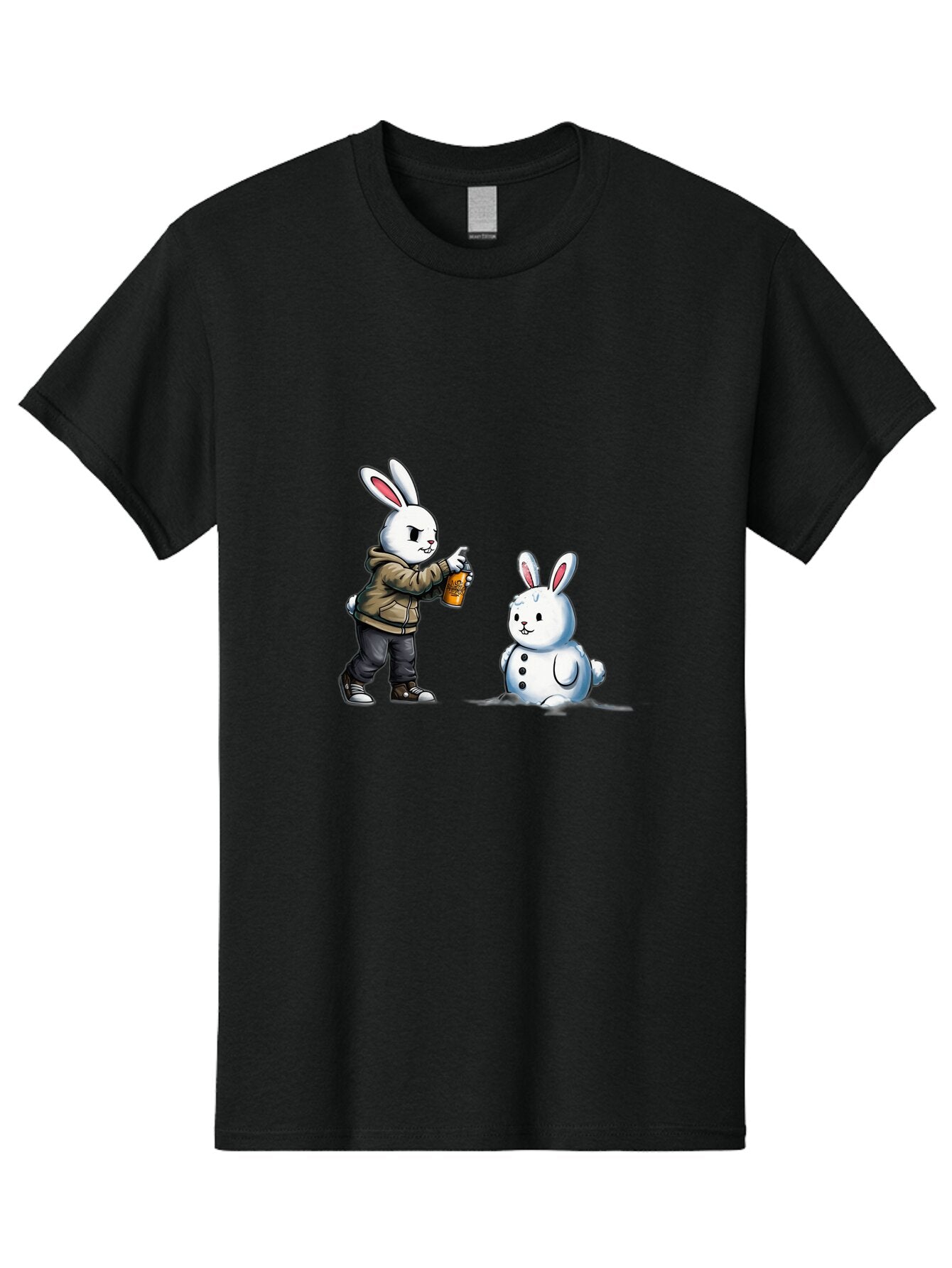 Bunny-Spraying-Snowman Men'S Graphic Tee, 100% Cotton, Comfortable Casual Summer Wear, Machine Washable, Vintage Camera, Old Camera, Antique Camera, Black Camera, Classic Photography, Photography Equipment, Nostalgic Device, Film Camera, Baq408 11