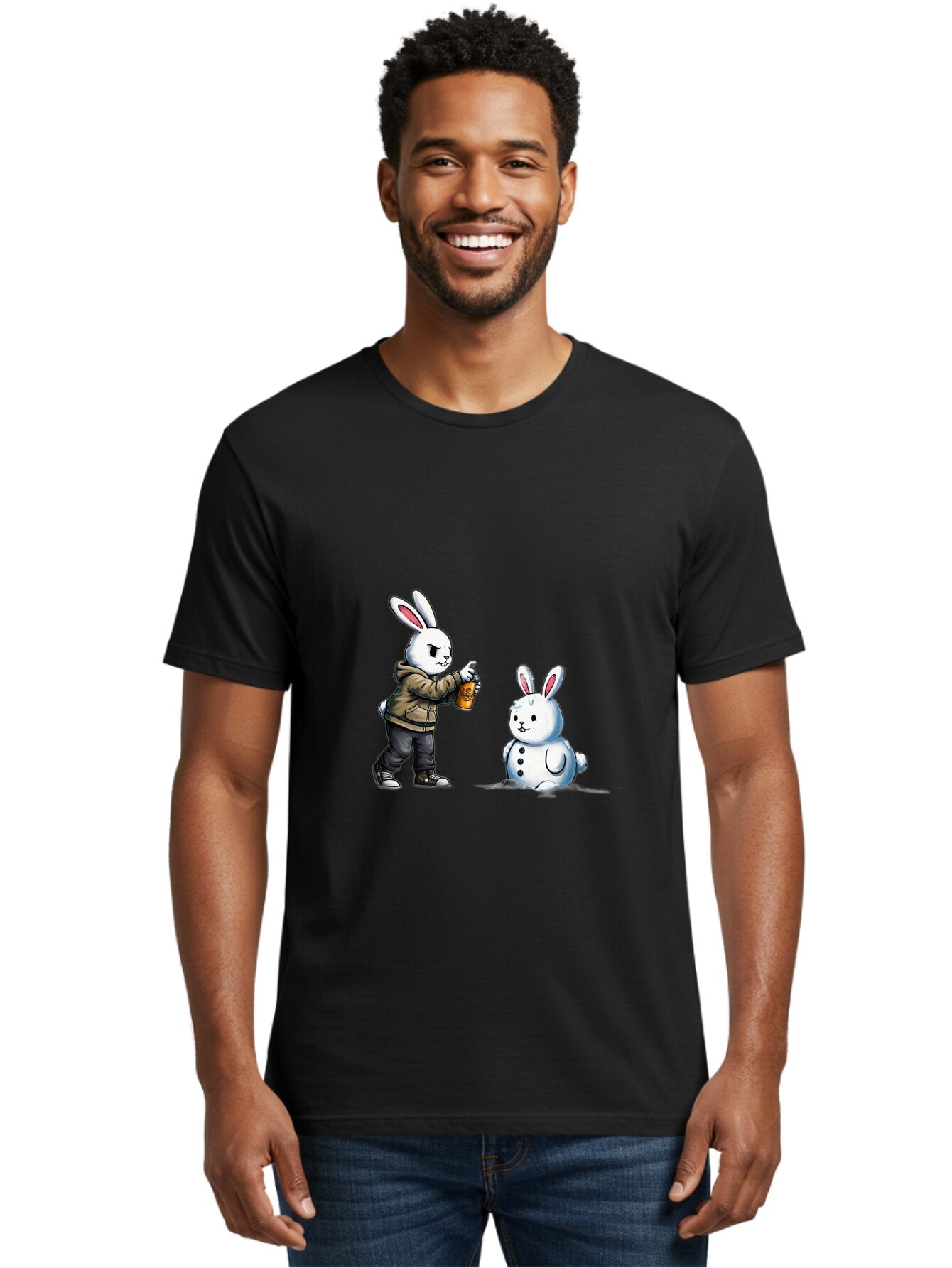 Bunny-Spraying-Snowman Men'S Graphic Tee, 100% Cotton, Comfortable Casual Summer Wear, Machine Washable, Vintage Camera, Old Camera, Antique Camera, Black Camera, Classic Photography, Photography Equipment, Nostalgic Device, Film Camera, Baq408 27
