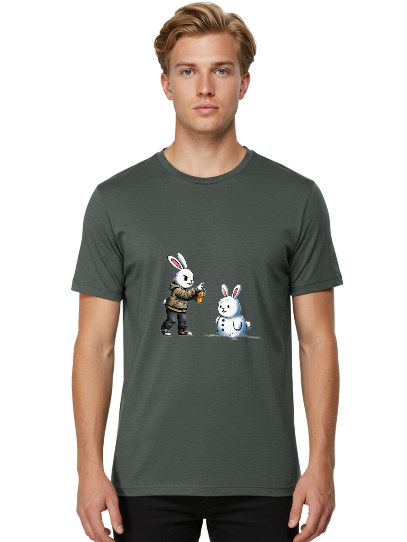 Bunny-Spraying-Snowman Men'S Graphic Tee, 100% Cotton, Comfortable Casual Summer Wear, Machine Washable, Vintage Camera, Old Camera, Antique Camera, Black Camera, Classic Photography, Photography Equipment, Nostalgic Device, Film Camera, Baq408 17