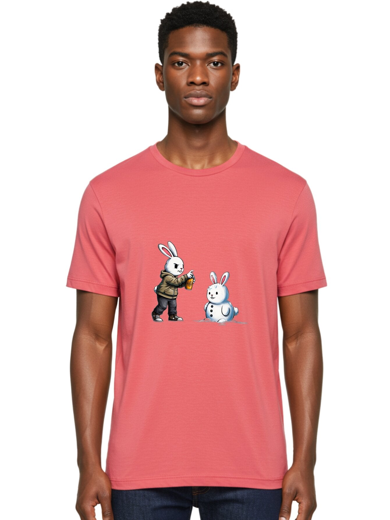 Bunny-Spraying-Snowman Men'S Graphic Tee, 100% Cotton, Comfortable Casual Summer Wear, Machine Washable, Vintage Camera, Old Camera, Antique Camera, Black Camera, Classic Photography, Photography Equipment, Nostalgic Device, Film Camera, Baq408 18