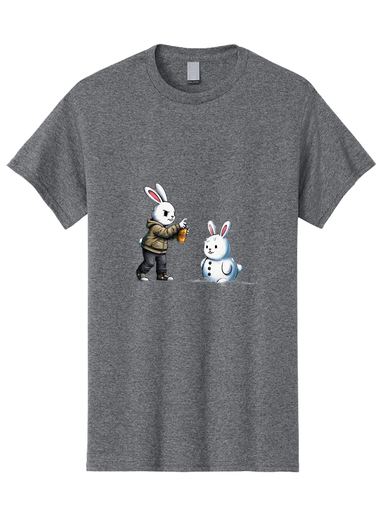 Bunny-Spraying-Snowman Men'S Graphic Tee, 100% Cotton, Comfortable Casual Summer Wear, Machine Washable, Vintage Camera, Old Camera, Antique Camera, Black Camera, Classic Photography, Photography Equipment, Nostalgic Device, Film Camera, Baq408 15