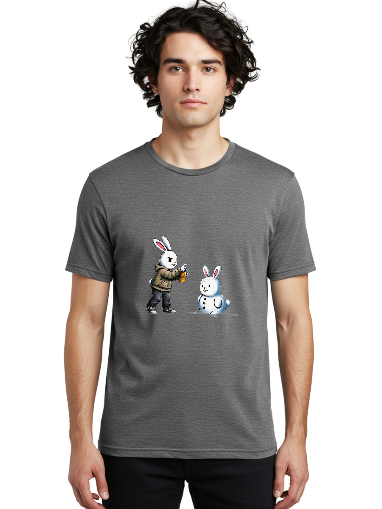 Bunny-Spraying-Snowman Men'S Graphic Tee, 100% Cotton, Comfortable Casual Summer Wear, Machine Washable, Vintage Camera, Old Camera, Antique Camera, Black Camera, Classic Photography, Photography Equipment, Nostalgic Device, Film Camera, Baq408 30