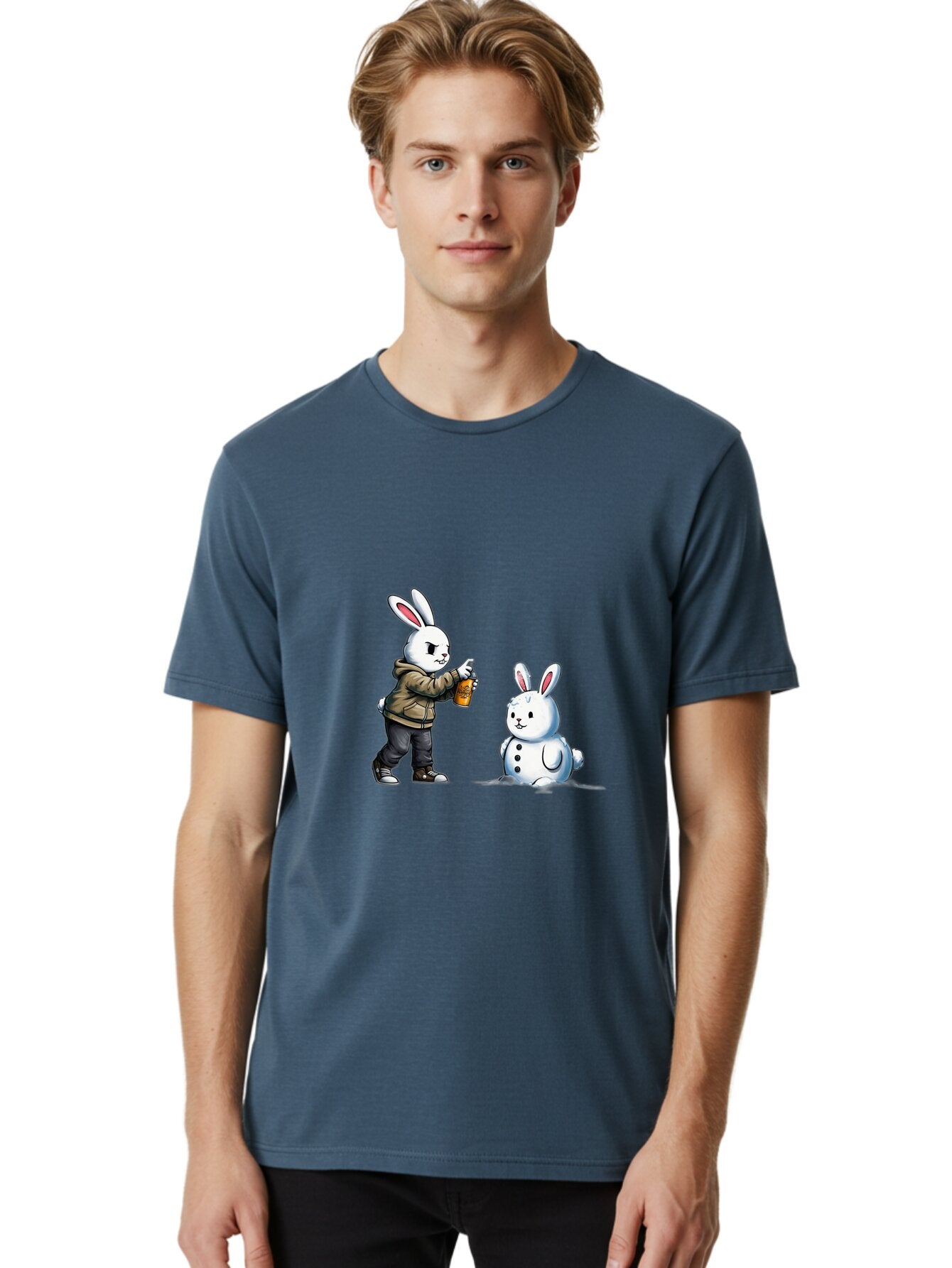 Bunny-Spraying-Snowman Men'S Graphic Tee, 100% Cotton, Comfortable Casual Summer Wear, Machine Washable, Vintage Camera, Old Camera, Antique Camera, Black Camera, Classic Photography, Photography Equipment, Nostalgic Device, Film Camera, Baq408 29