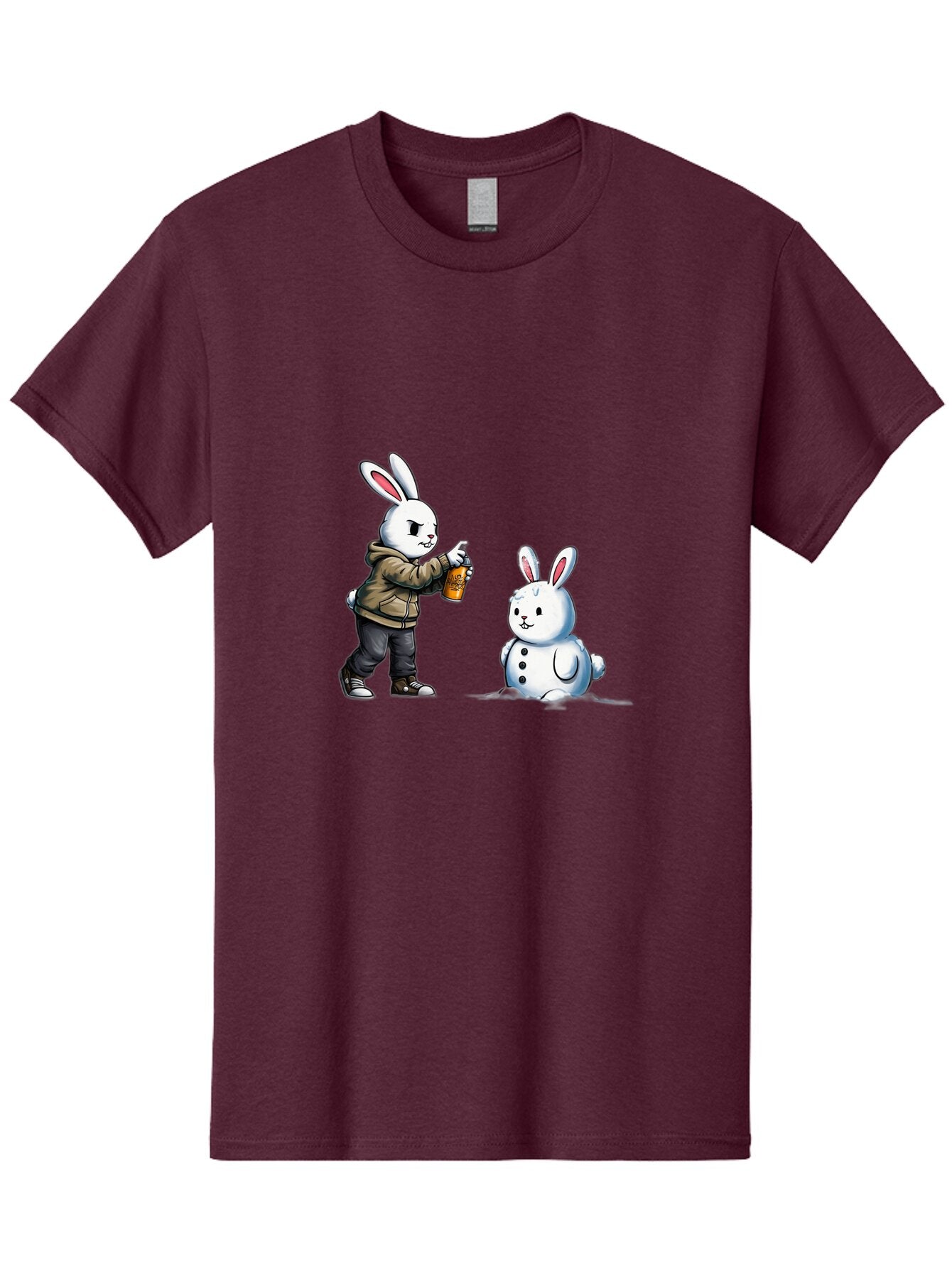 Bunny-Spraying-Snowman Men'S Graphic Tee, 100% Cotton, Comfortable Casual Summer Wear, Machine Washable, Vintage Camera, Old Camera, Antique Camera, Black Camera, Classic Photography, Photography Equipment, Nostalgic Device, Film Camera, Baq408 13