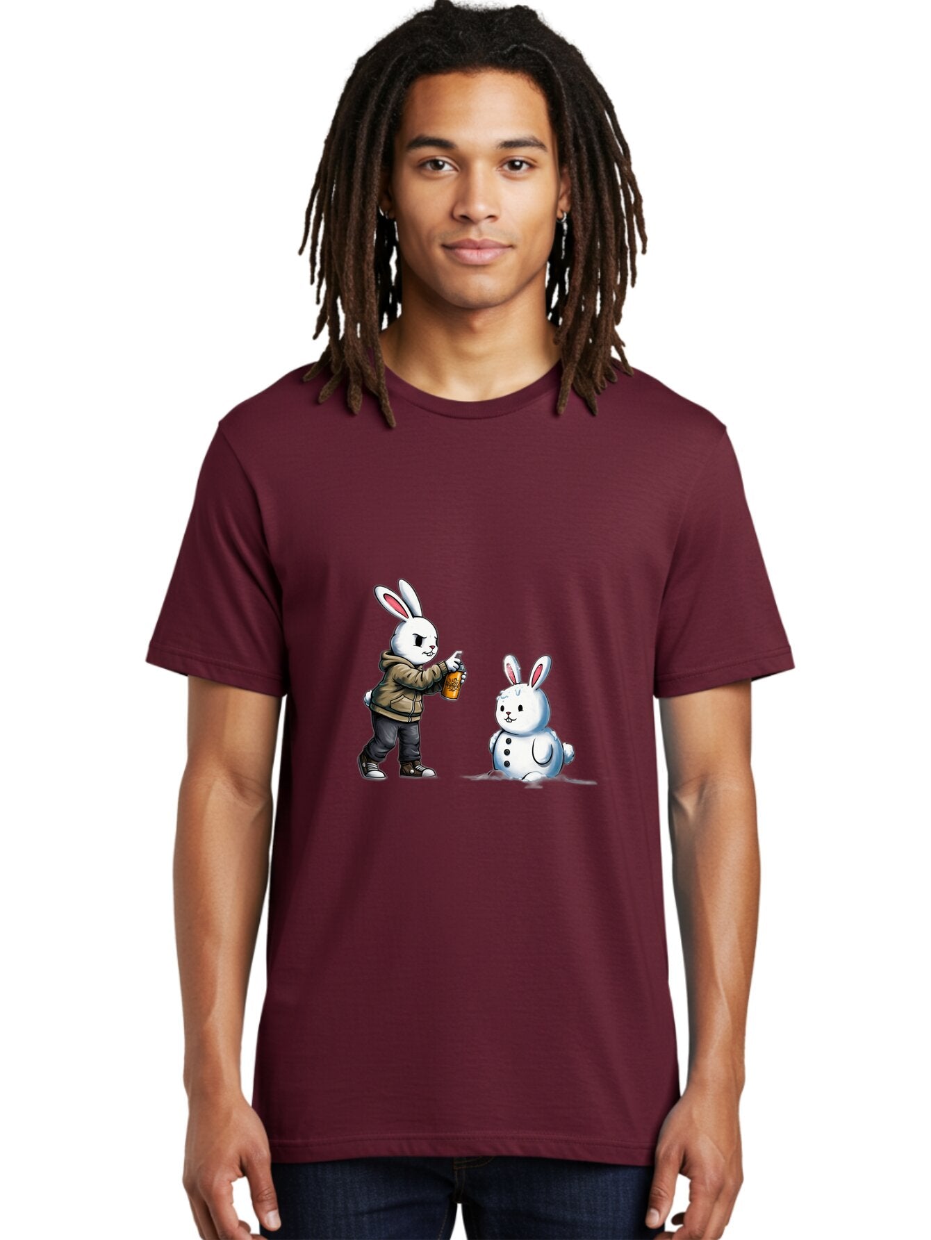 Bunny-Spraying-Snowman Men'S Graphic Tee, 100% Cotton, Comfortable Casual Summer Wear, Machine Washable, Vintage Camera, Old Camera, Antique Camera, Black Camera, Classic Photography, Photography Equipment, Nostalgic Device, Film Camera, Baq408 20