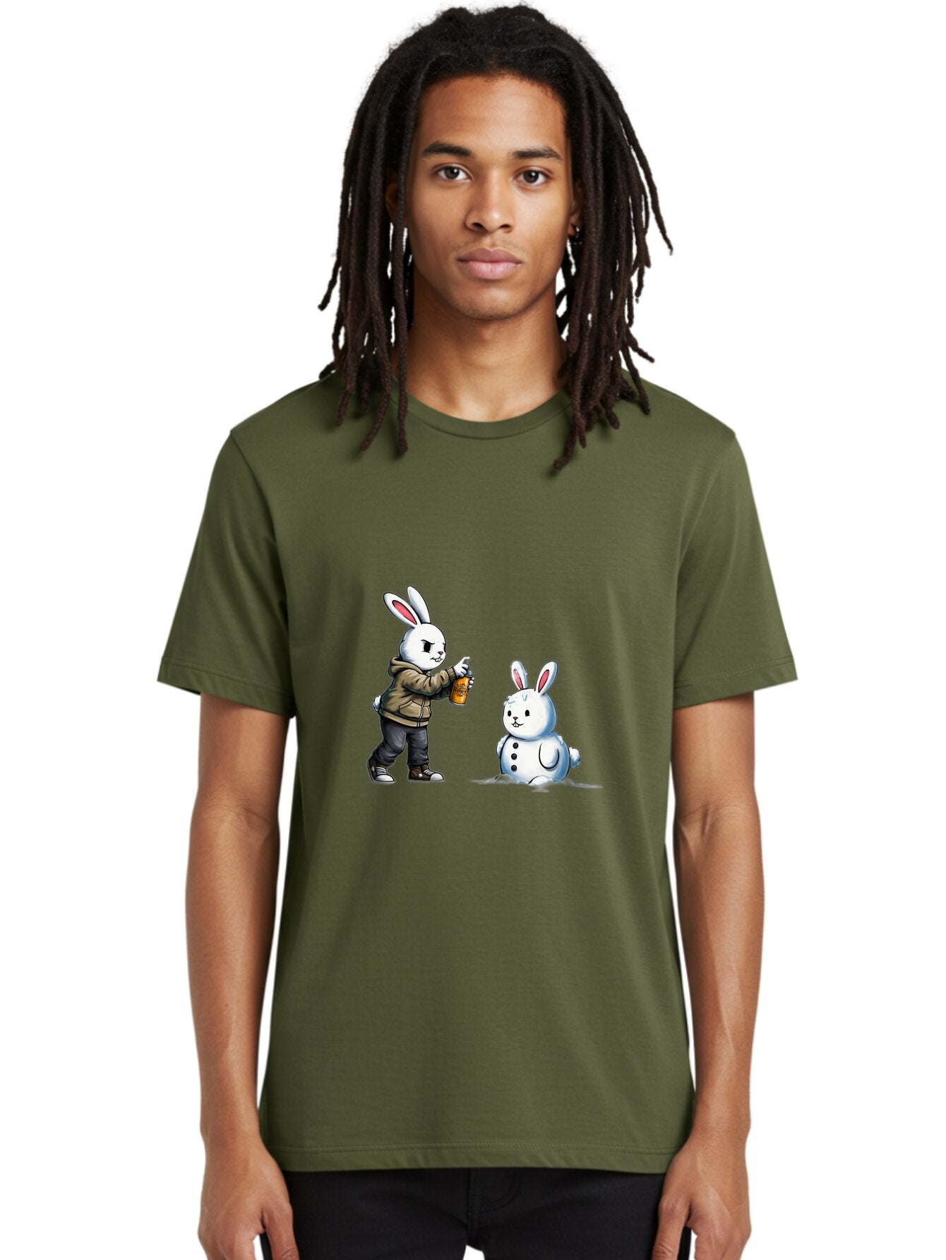 Bunny-Spraying-Snowman Men'S Graphic Tee, 100% Cotton, Comfortable Casual Summer Wear, Machine Washable, Vintage Camera, Old Camera, Antique Camera, Black Camera, Classic Photography, Photography Equipment, Nostalgic Device, Film Camera, Baq408 23