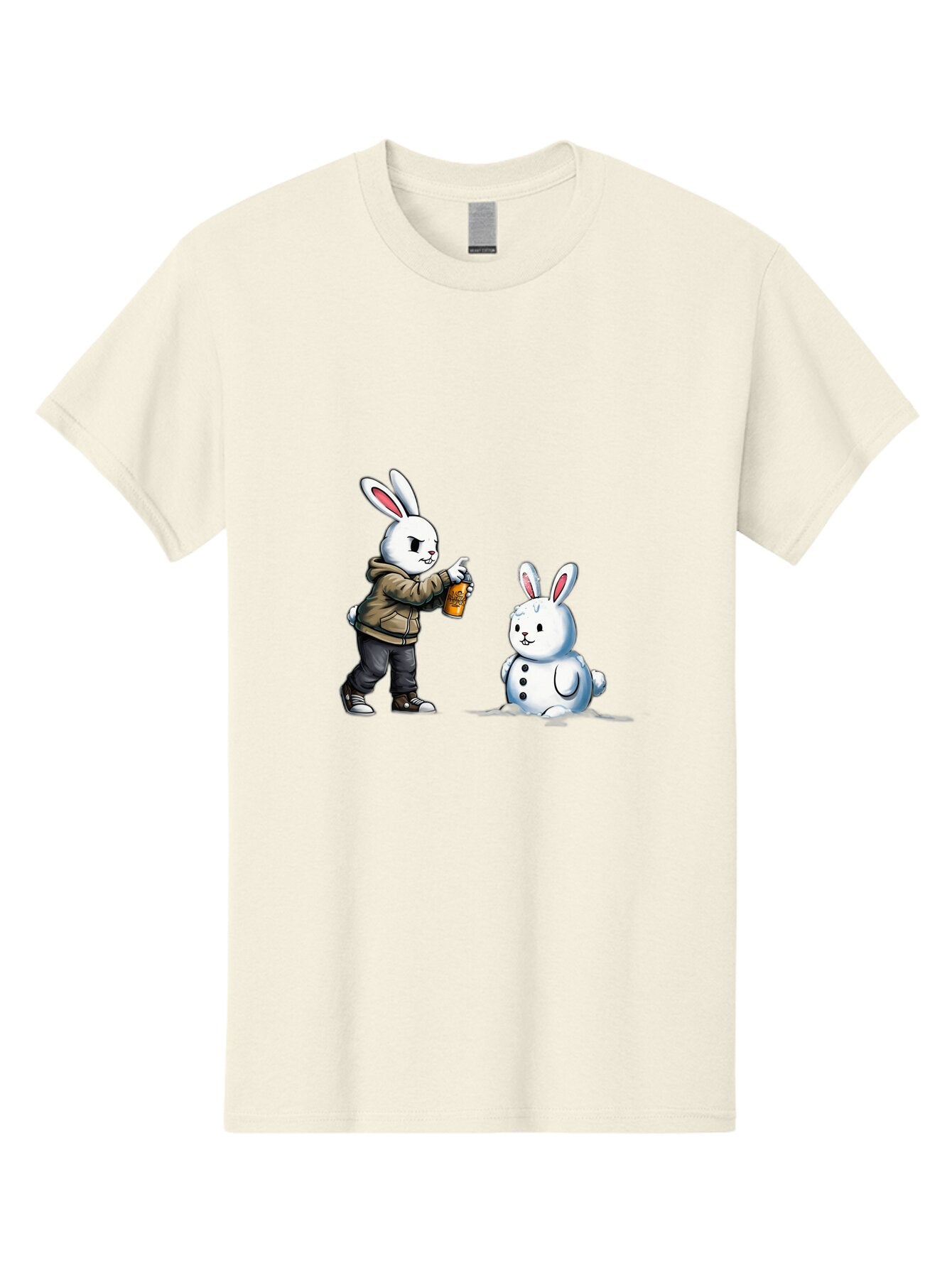 Bunny-Spraying-Snowman Men'S Graphic Tee, 100% Cotton, Comfortable Casual Summer Wear, Machine Washable, Vintage Camera, Old Camera, Antique Camera, Black Camera, Classic Photography, Photography Equipment, Nostalgic Device, Film Camera, Baq408 1