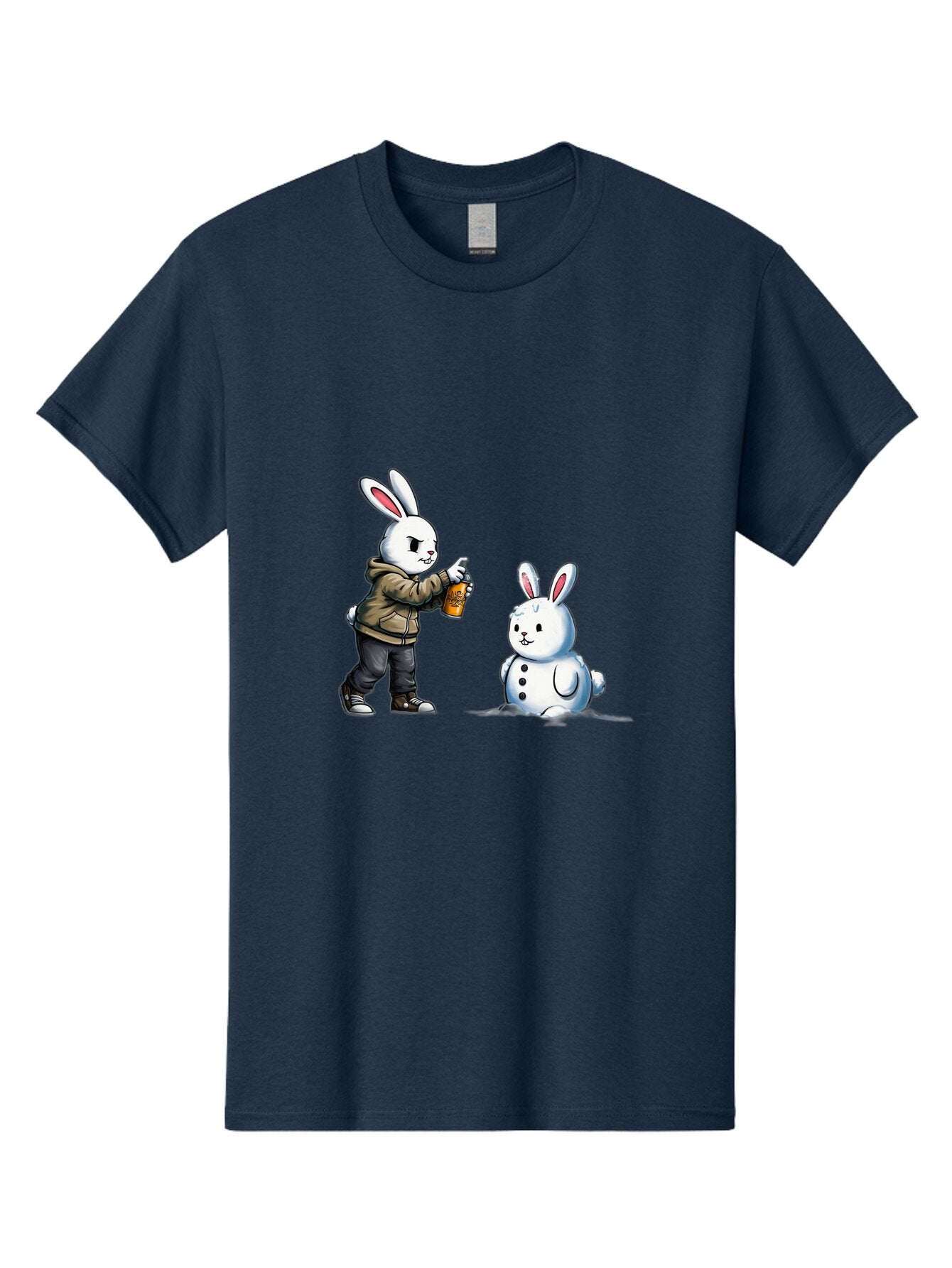 Bunny-Spraying-Snowman Men'S Graphic Tee, 100% Cotton, Comfortable Casual Summer Wear, Machine Washable, Vintage Camera, Old Camera, Antique Camera, Black Camera, Classic Photography, Photography Equipment, Nostalgic Device, Film Camera, Baq408 7