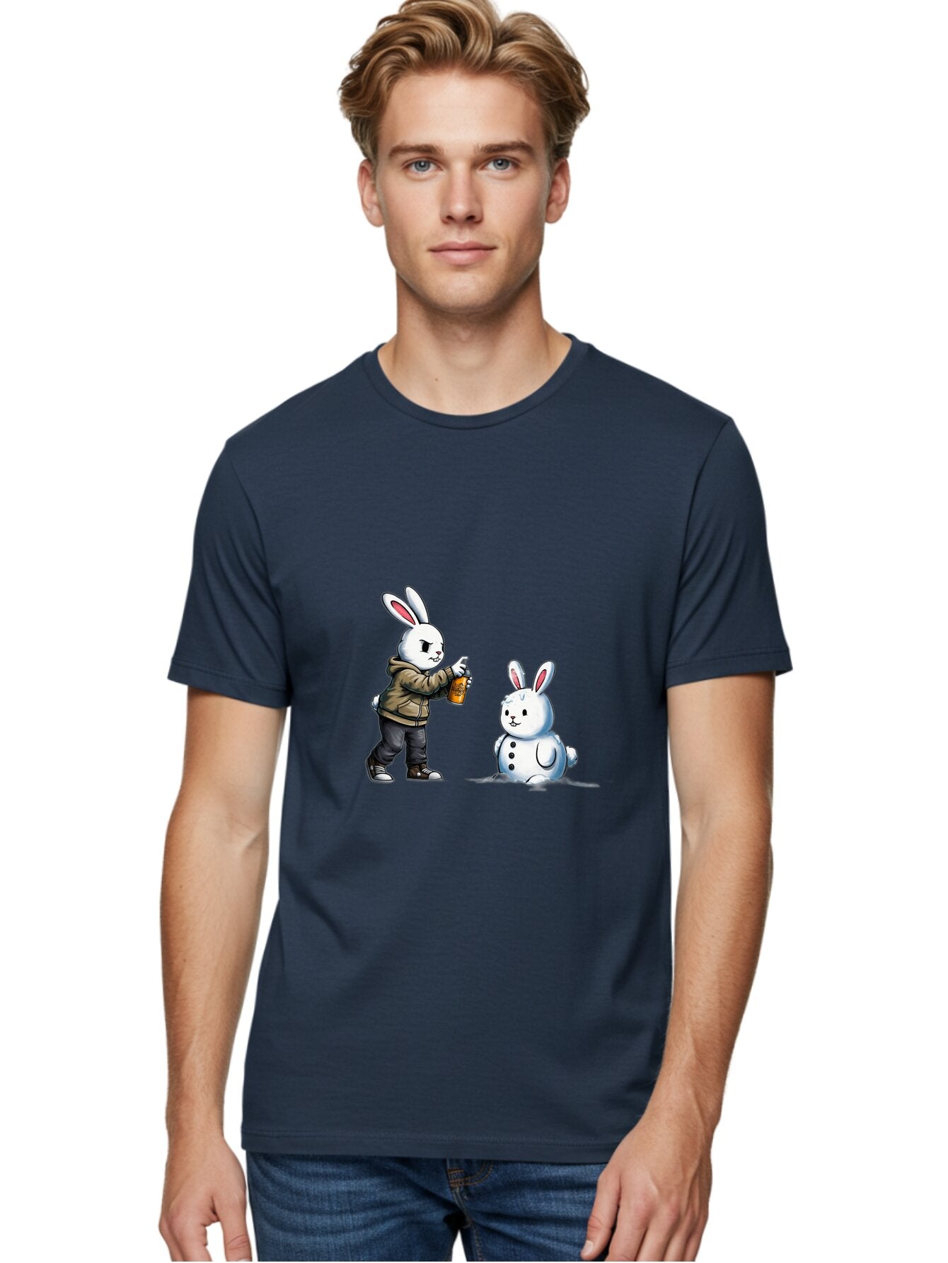 Bunny-Spraying-Snowman Men'S Graphic Tee, 100% Cotton, Comfortable Casual Summer Wear, Machine Washable, Vintage Camera, Old Camera, Antique Camera, Black Camera, Classic Photography, Photography Equipment, Nostalgic Device, Film Camera, Baq408 16