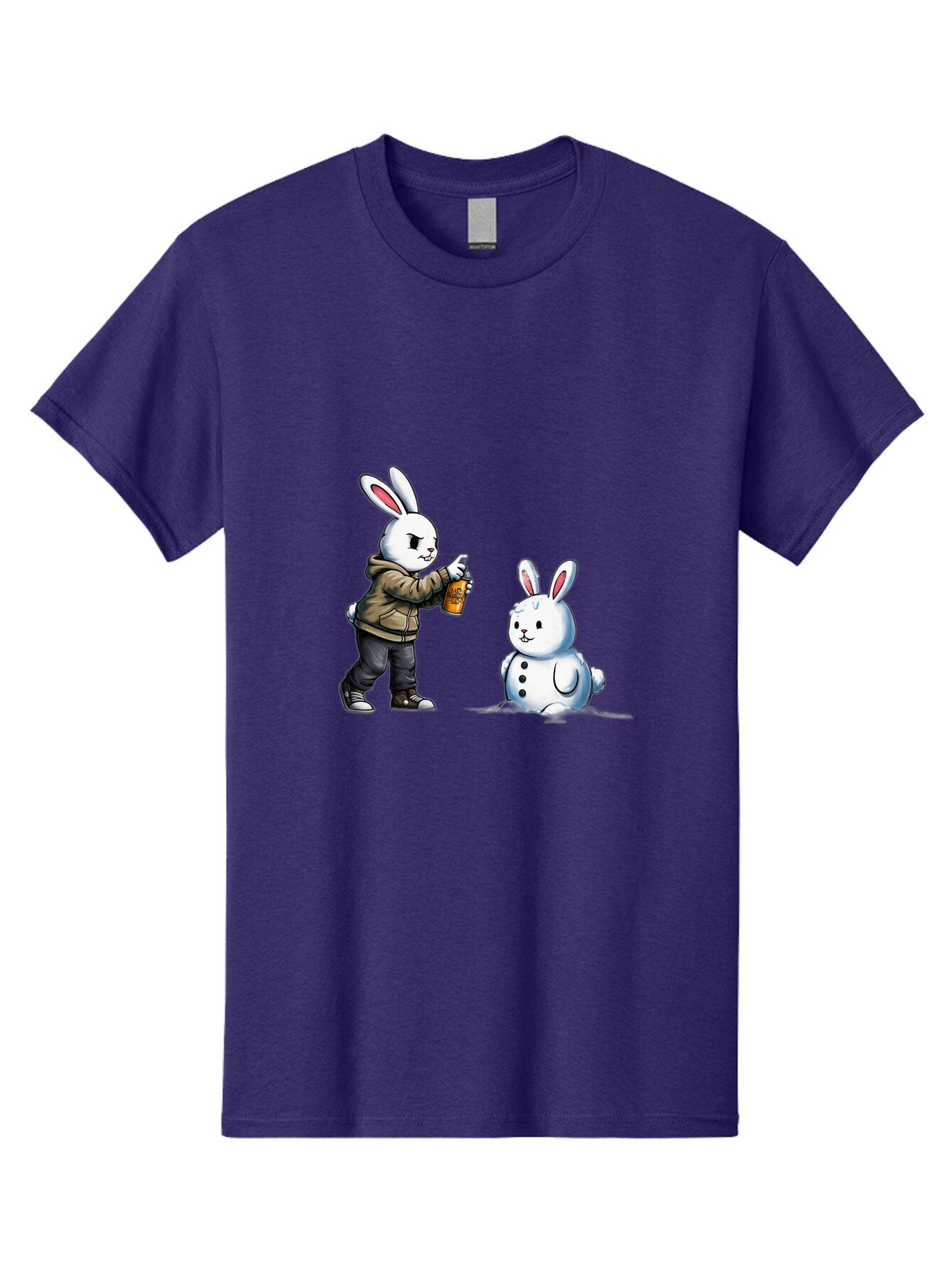 Bunny-Spraying-Snowman Men'S Graphic Tee, 100% Cotton, Comfortable Casual Summer Wear, Machine Washable, Vintage Camera, Old Camera, Antique Camera, Black Camera, Classic Photography, Photography Equipment, Nostalgic Device, Film Camera, Baq408 3