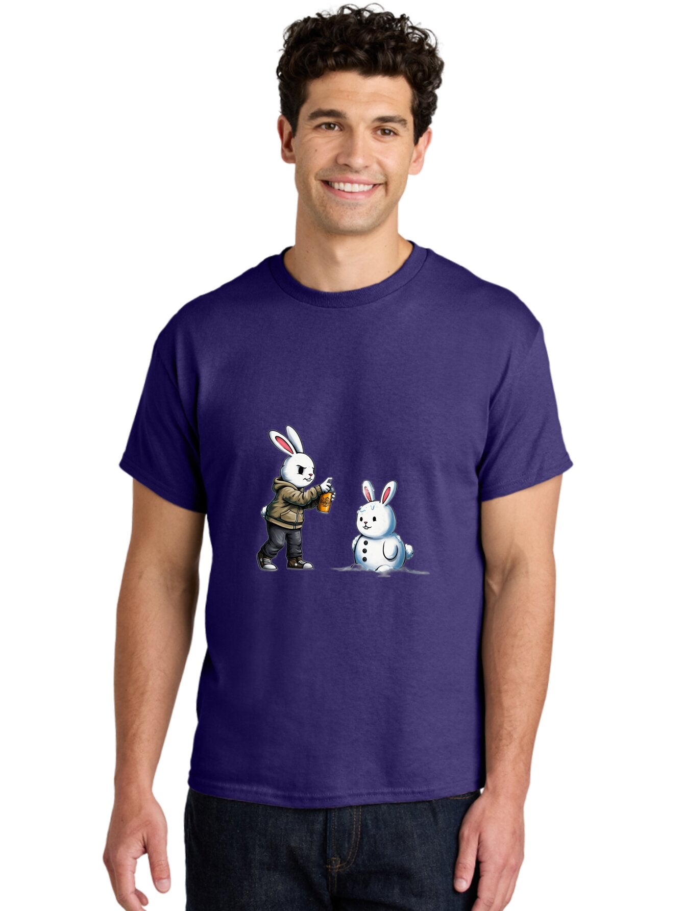Bunny-Spraying-Snowman Men'S Graphic Tee, 100% Cotton, Comfortable Casual Summer Wear, Machine Washable, Vintage Camera, Old Camera, Antique Camera, Black Camera, Classic Photography, Photography Equipment, Nostalgic Device, Film Camera, Baq408 22