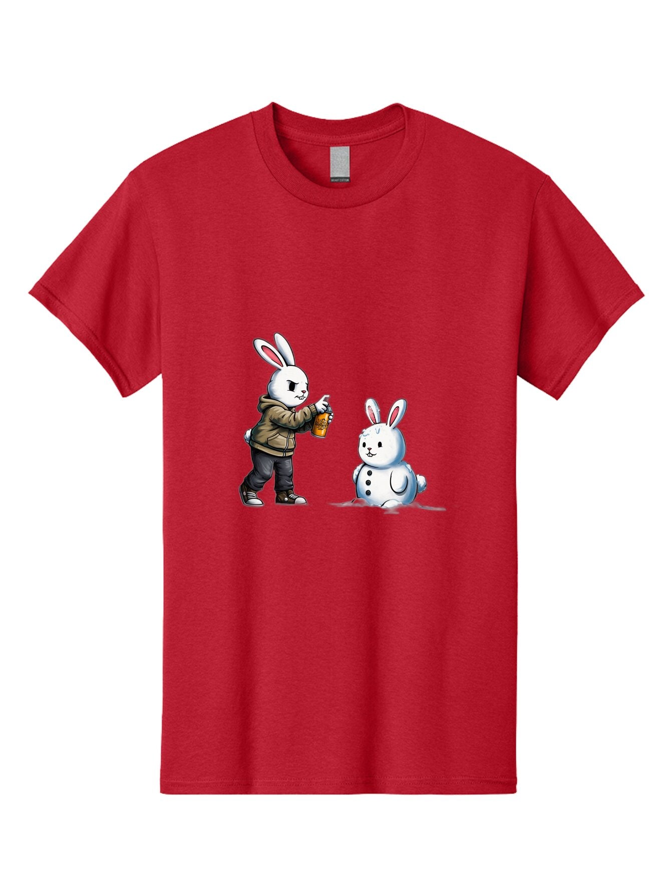 Bunny-Spraying-Snowman Men'S Graphic Tee, 100% Cotton, Comfortable Casual Summer Wear, Machine Washable, Vintage Camera, Old Camera, Antique Camera, Black Camera, Classic Photography, Photography Equipment, Nostalgic Device, Film Camera, Baq408 2