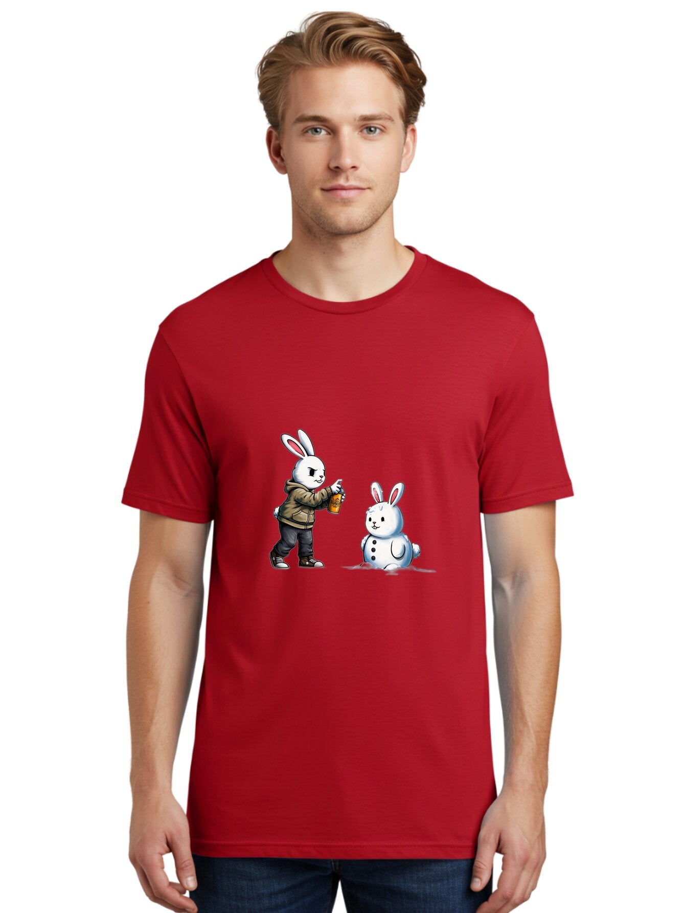 Bunny-Spraying-Snowman Men'S Graphic Tee, 100% Cotton, Comfortable Casual Summer Wear, Machine Washable, Vintage Camera, Old Camera, Antique Camera, Black Camera, Classic Photography, Photography Equipment, Nostalgic Device, Film Camera, Baq408 21