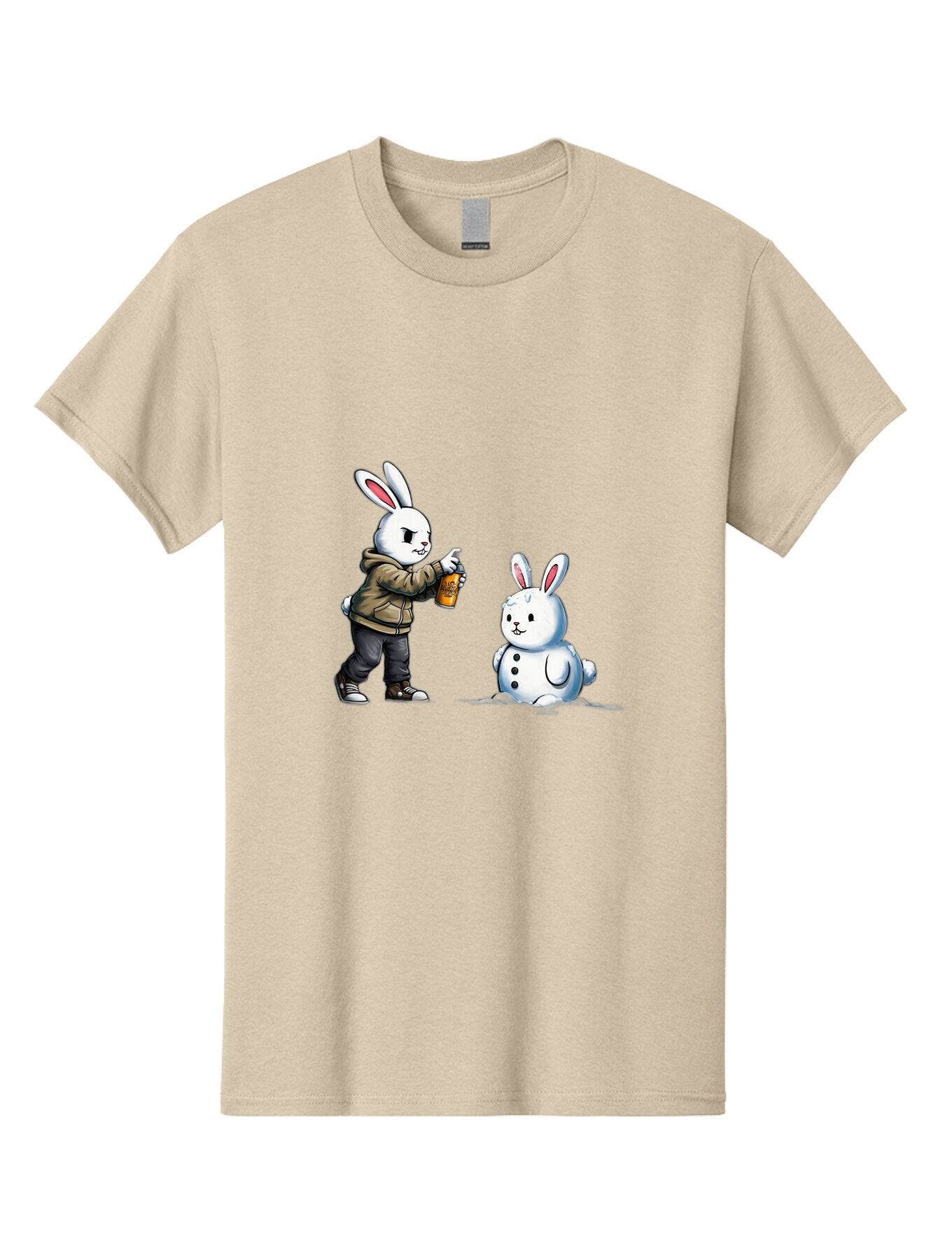 Bunny-Spraying-Snowman Men'S Graphic Tee, 100% Cotton, Comfortable Casual Summer Wear, Machine Washable, Vintage Camera, Old Camera, Antique Camera, Black Camera, Classic Photography, Photography Equipment, Nostalgic Device, Film Camera, Baq408 8