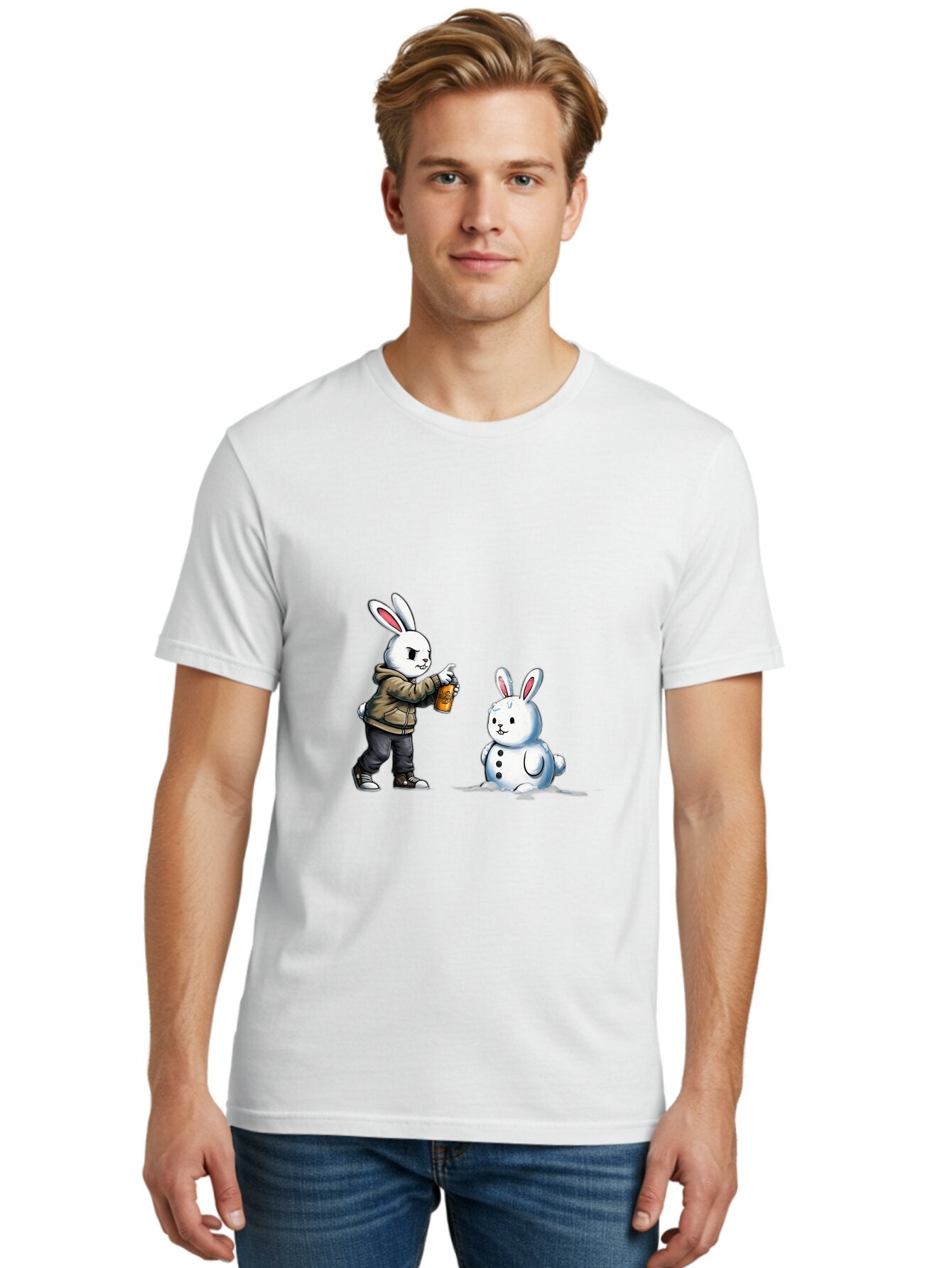 Bunny-Spraying-Snowman Men'S Graphic Tee, 100% Cotton, Comfortable Casual Summer Wear, Machine Washable, Vintage Camera, Old Camera, Antique Camera, Black Camera, Classic Photography, Photography Equipment, Nostalgic Device, Film Camera, Baq408 26