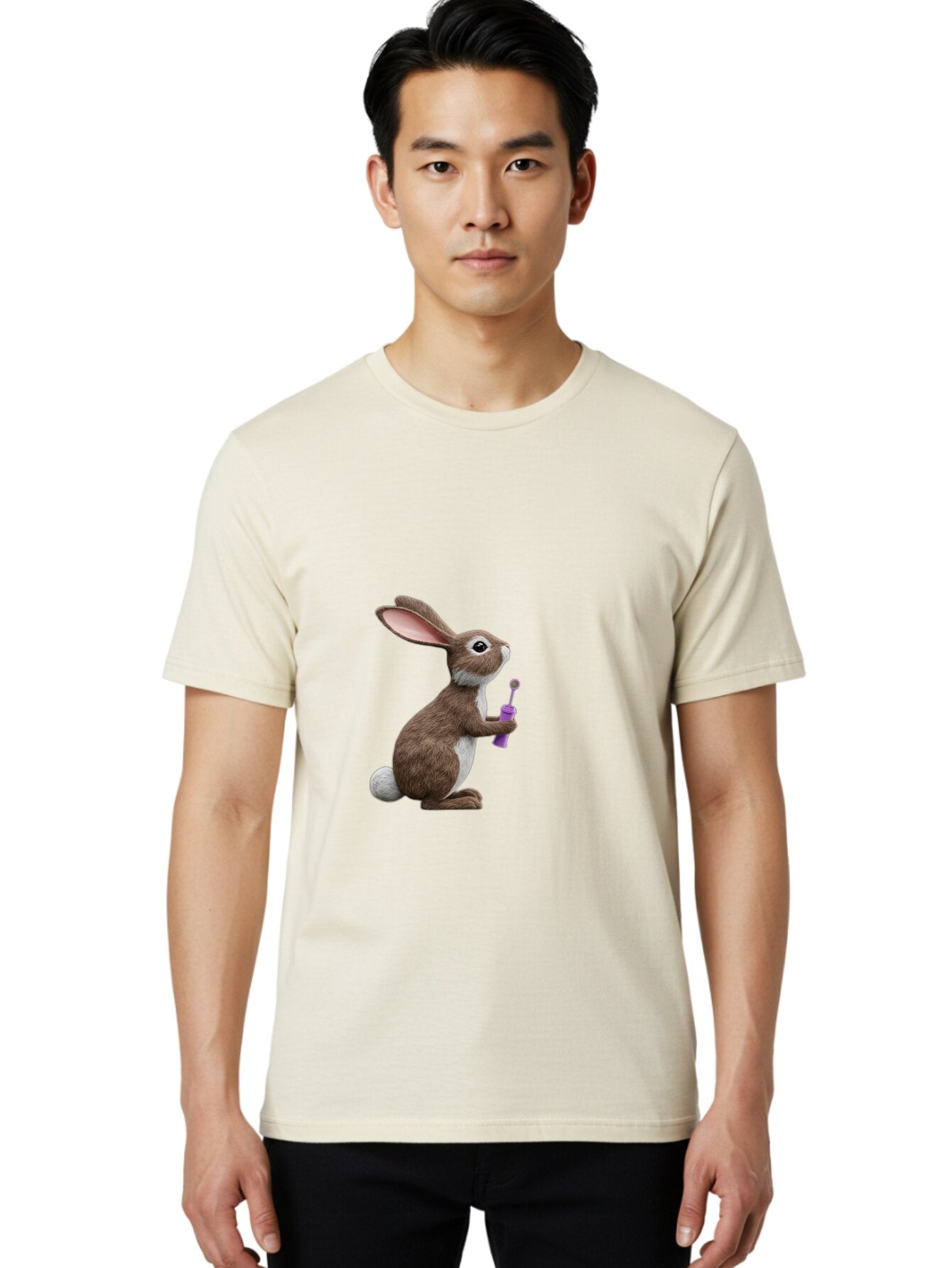 Bunny-With-Lotion-Bottle Men'S Graphic Tee, 100% Cotton, Comfortable Casual Summer Wear, Machine Washable, Vintage Camera, Old Camera, Antique Camera, Black Camera, Classic Photography, Photography Equipment, Nostalgic Device, Film Camera, Baq409 23