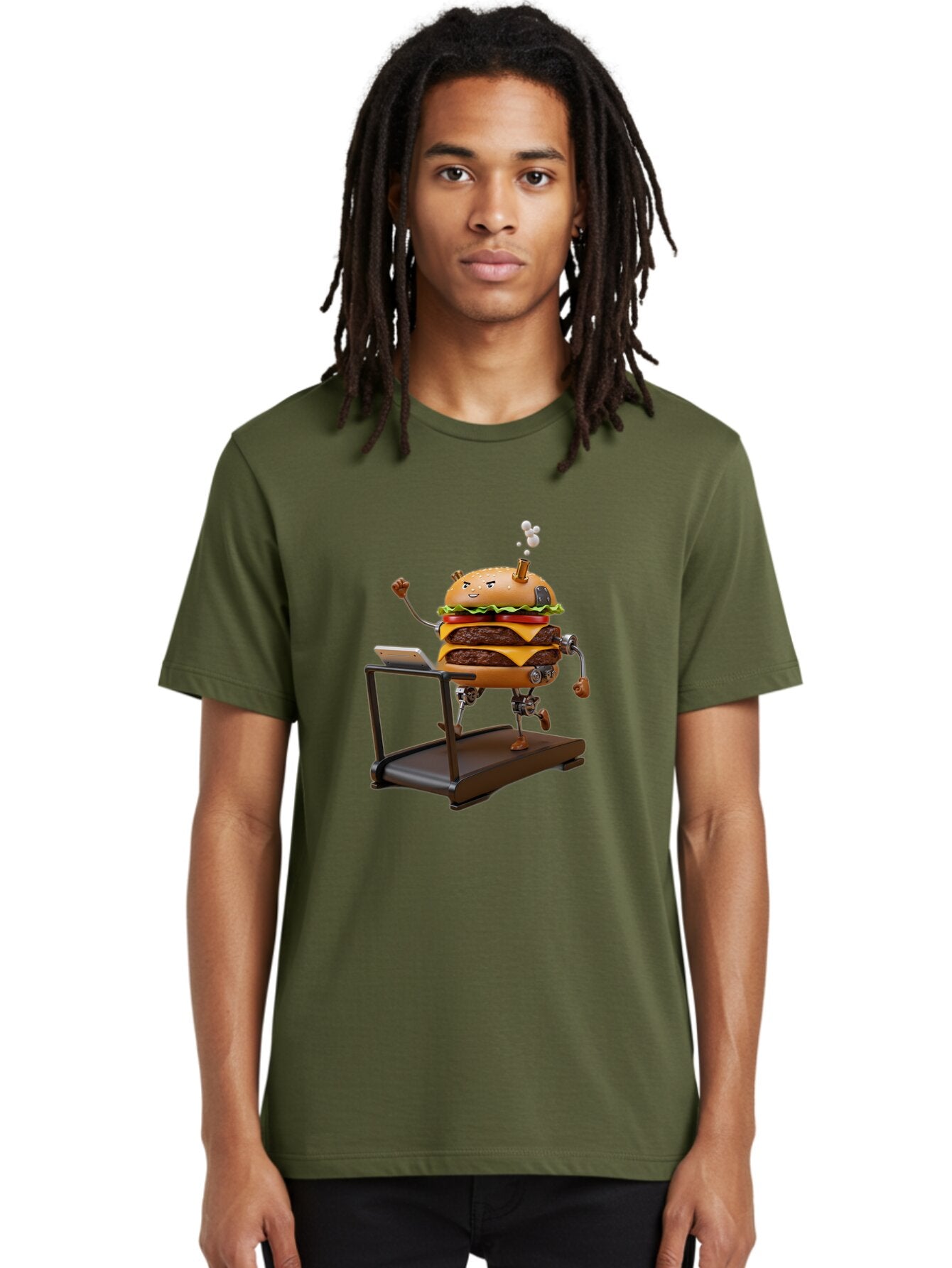 Burger-Running-On-Treadmill Men'S Graphic Tee, 100% Cotton, Comfortable Casual Summer Wear, Machine Washable, Vintage Camera, Old Camera, Antique Camera, Black Camera, Classic Photography, Photography Equipment, Nostalgic Device, Film Camera, Baq411 25