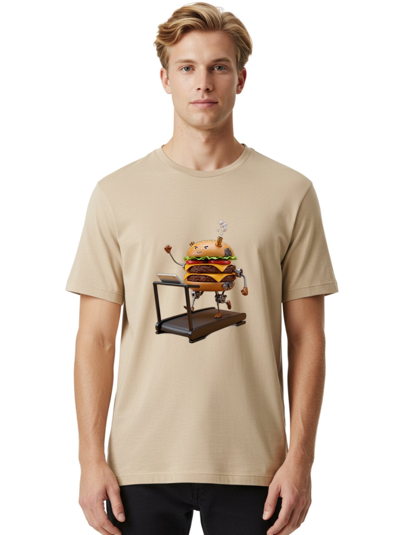 Burger-Running-On-Treadmill Men'S Graphic Tee, 100% Cotton, Comfortable Casual Summer Wear, Machine Washable, Vintage Camera, Old Camera, Antique Camera, Black Camera, Classic Photography, Photography Equipment, Nostalgic Device, Film Camera, Baq411 30