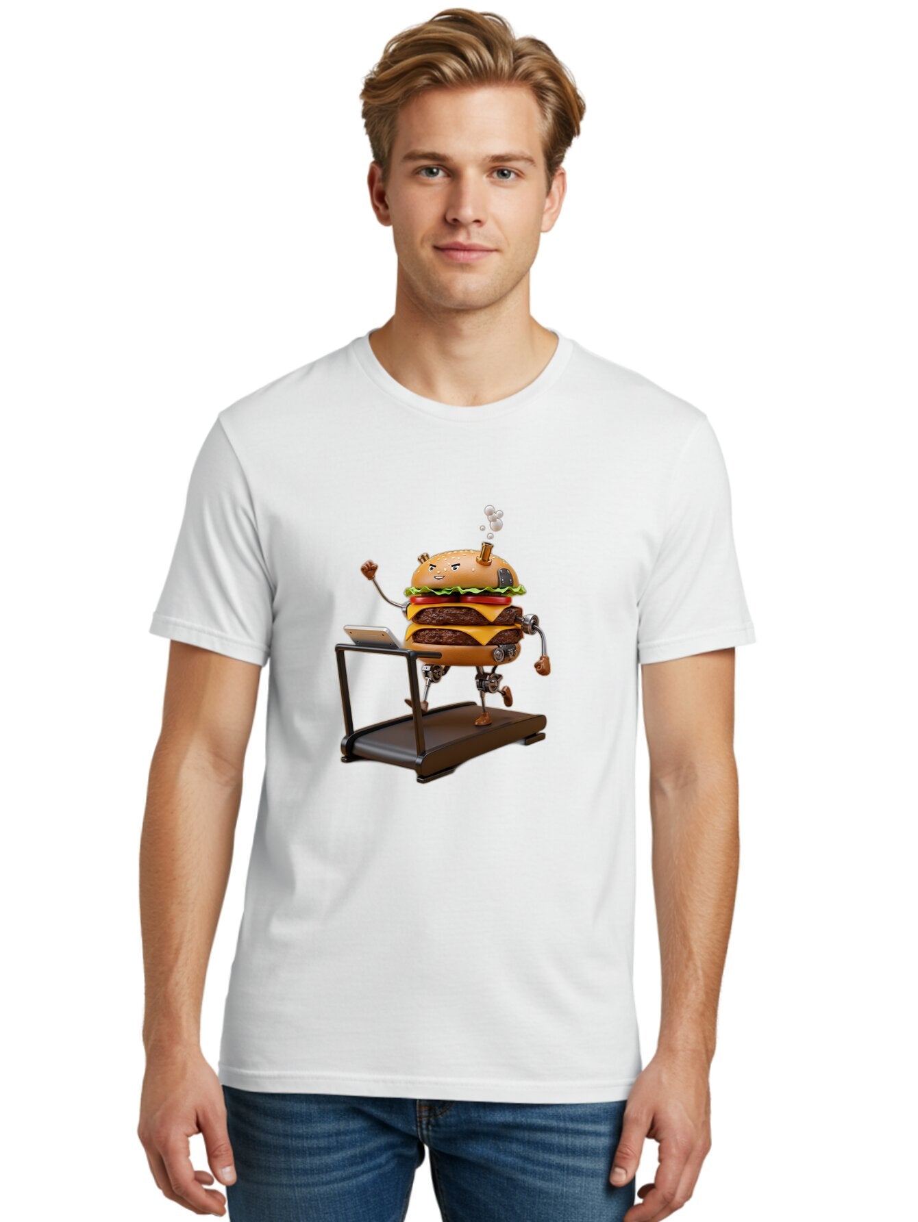 Burger-Running-On-Treadmill Men'S Graphic Tee, 100% Cotton, Comfortable Casual Summer Wear, Machine Washable, Vintage Camera, Old Camera, Antique Camera, Black Camera, Classic Photography, Photography Equipment, Nostalgic Device, Film Camera, Baq411 21