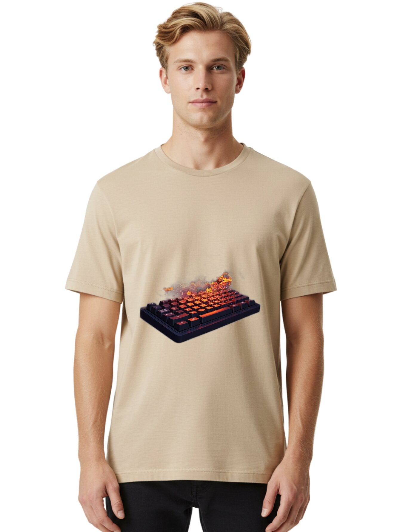 Burning-Keyboard Men'S Graphic Tee, 100% Cotton, Comfortable Casual Summer Wear, Machine Washable, Vintage Camera, Old Camera, Antique Camera, Black Camera, Classic Photography, Photography Equipment, Nostalgic Device, Film Camera, Camera Art Baq412 25