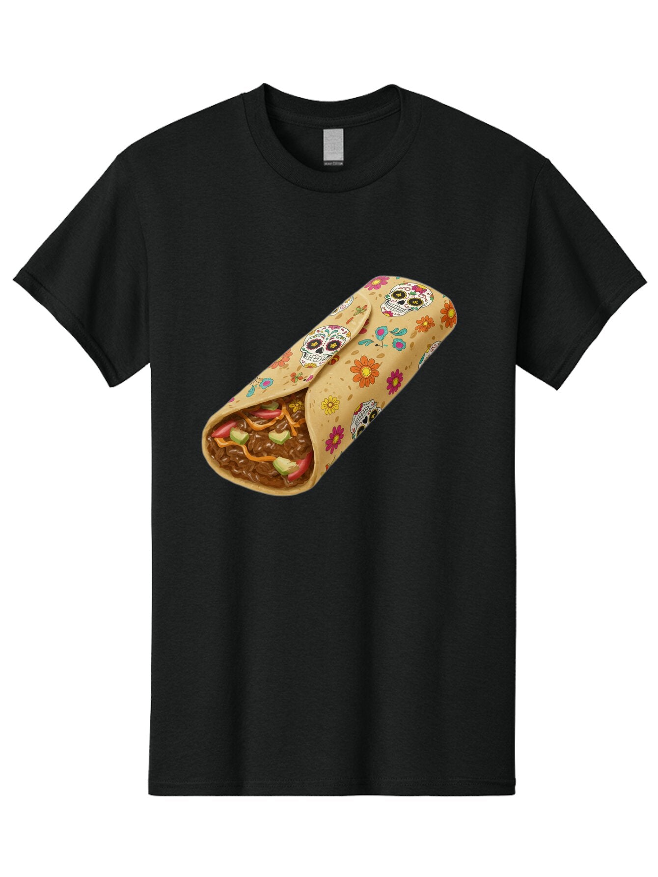 Burrito-With-Sugar-Skulls Men'S Graphic Tee, 100% Cotton, Comfortable Casual Summer Wear, Machine Washable, Vintage Camera, Old Camera, Antique Camera, Black Camera, Classic Photography, Photography Equipment, Nostalgic Device, Film Camera, Baq421 7