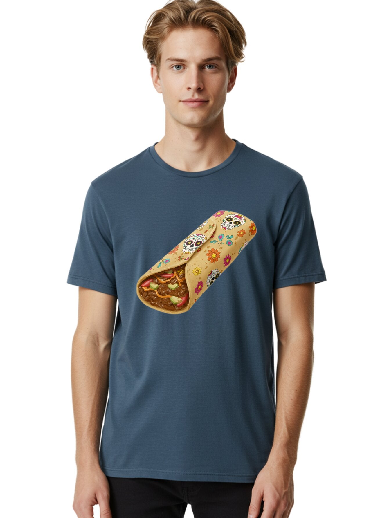 Burrito-With-Sugar-Skulls Men'S Graphic Tee, 100% Cotton, Comfortable Casual Summer Wear, Machine Washable, Vintage Camera, Old Camera, Antique Camera, Black Camera, Classic Photography, Photography Equipment, Nostalgic Device, Film Camera, Baq421 28