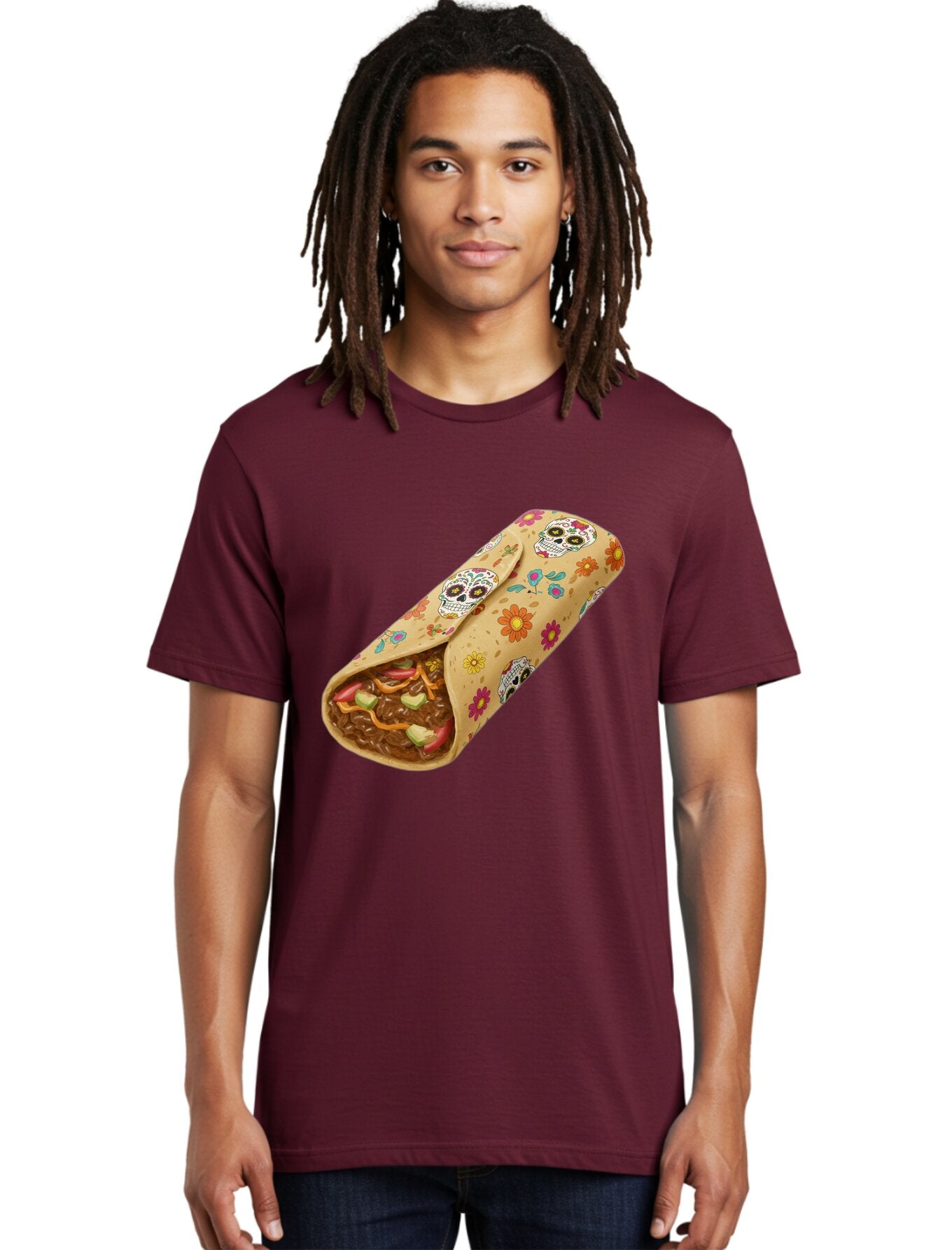 Burrito-With-Sugar-Skulls Men'S Graphic Tee, 100% Cotton, Comfortable Casual Summer Wear, Machine Washable, Vintage Camera, Old Camera, Antique Camera, Black Camera, Classic Photography, Photography Equipment, Nostalgic Device, Film Camera, Baq421 26