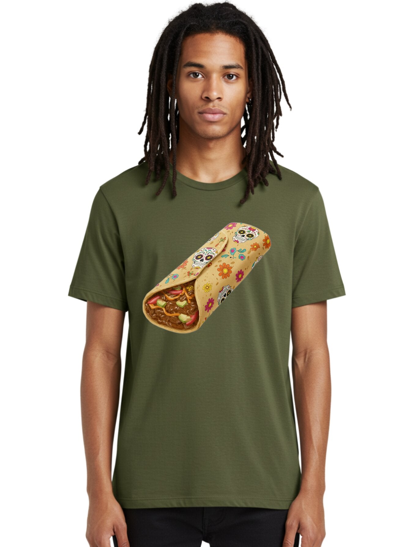Burrito-With-Sugar-Skulls Men'S Graphic Tee, 100% Cotton, Comfortable Casual Summer Wear, Machine Washable, Vintage Camera, Old Camera, Antique Camera, Black Camera, Classic Photography, Photography Equipment, Nostalgic Device, Film Camera, Baq421 22