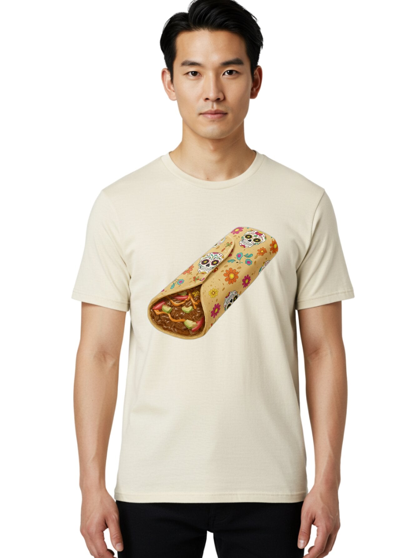 Burrito-With-Sugar-Skulls Men'S Graphic Tee, 100% Cotton, Comfortable Casual Summer Wear, Machine Washable, Vintage Camera, Old Camera, Antique Camera, Black Camera, Classic Photography, Photography Equipment, Nostalgic Device, Film Camera, Baq421 18