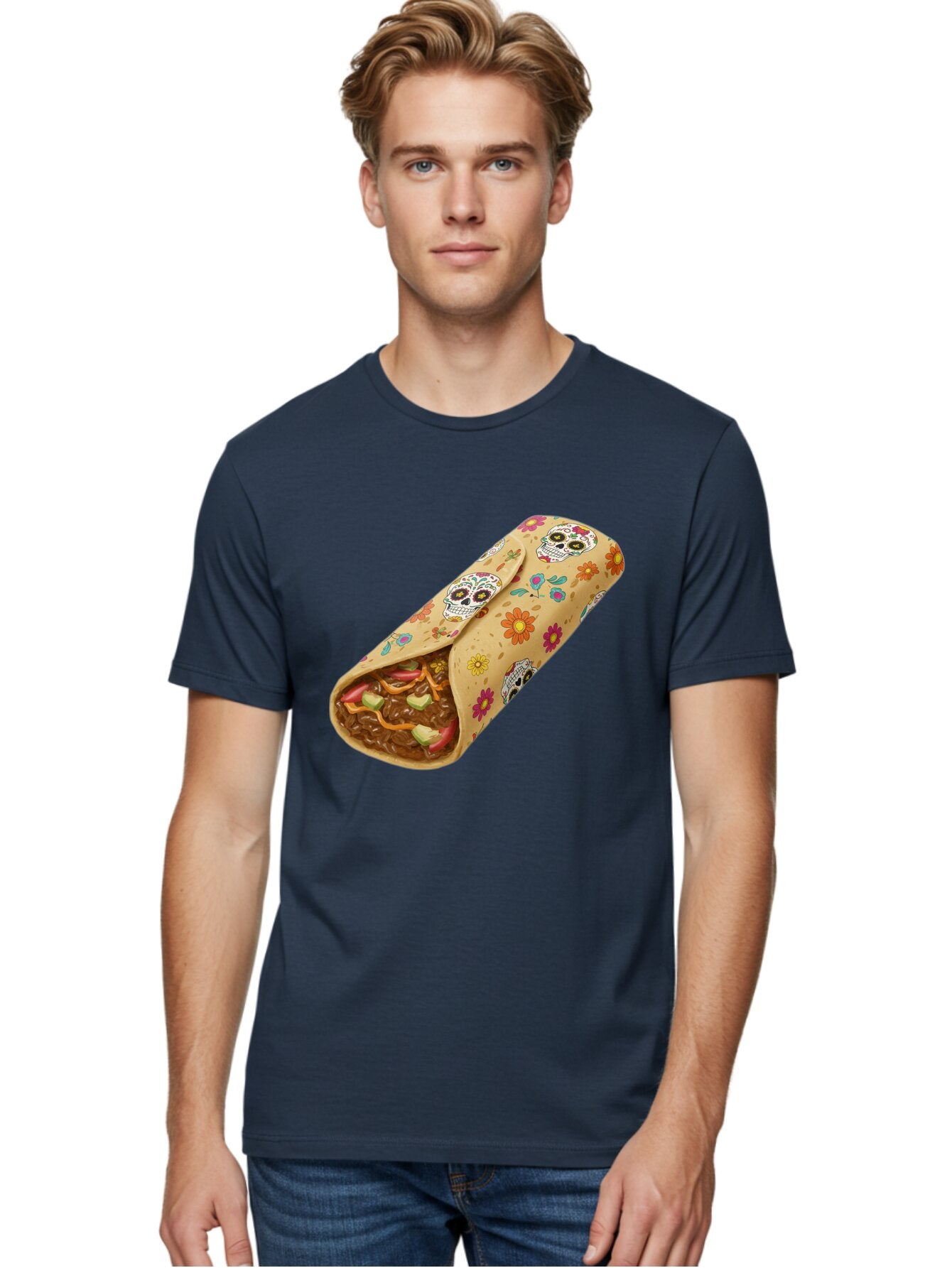 Burrito-With-Sugar-Skulls Men'S Graphic Tee, 100% Cotton, Comfortable Casual Summer Wear, Machine Washable, Vintage Camera, Old Camera, Antique Camera, Black Camera, Classic Photography, Photography Equipment, Nostalgic Device, Film Camera, Baq421 27