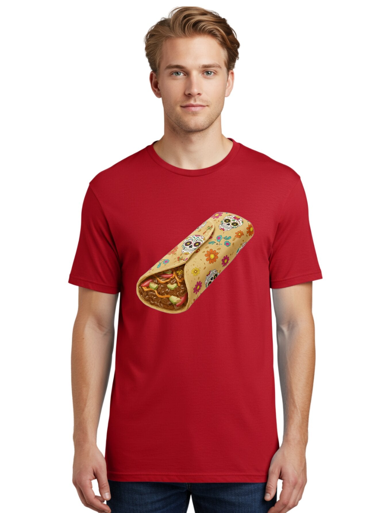 Burrito-With-Sugar-Skulls Men'S Graphic Tee, 100% Cotton, Comfortable Casual Summer Wear, Machine Washable, Vintage Camera, Old Camera, Antique Camera, Black Camera, Classic Photography, Photography Equipment, Nostalgic Device, Film Camera, Baq421 23